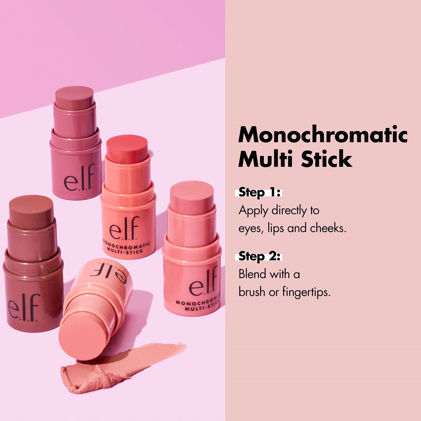 e.l.f. Monochromatic Multi Stick, Travel-Sized Luxuriously Creamy & Blendable Color For Eyes, Lips & Cheeks, Vegan & Cruelty-Free, Luminous Berry, 0.17 Oz