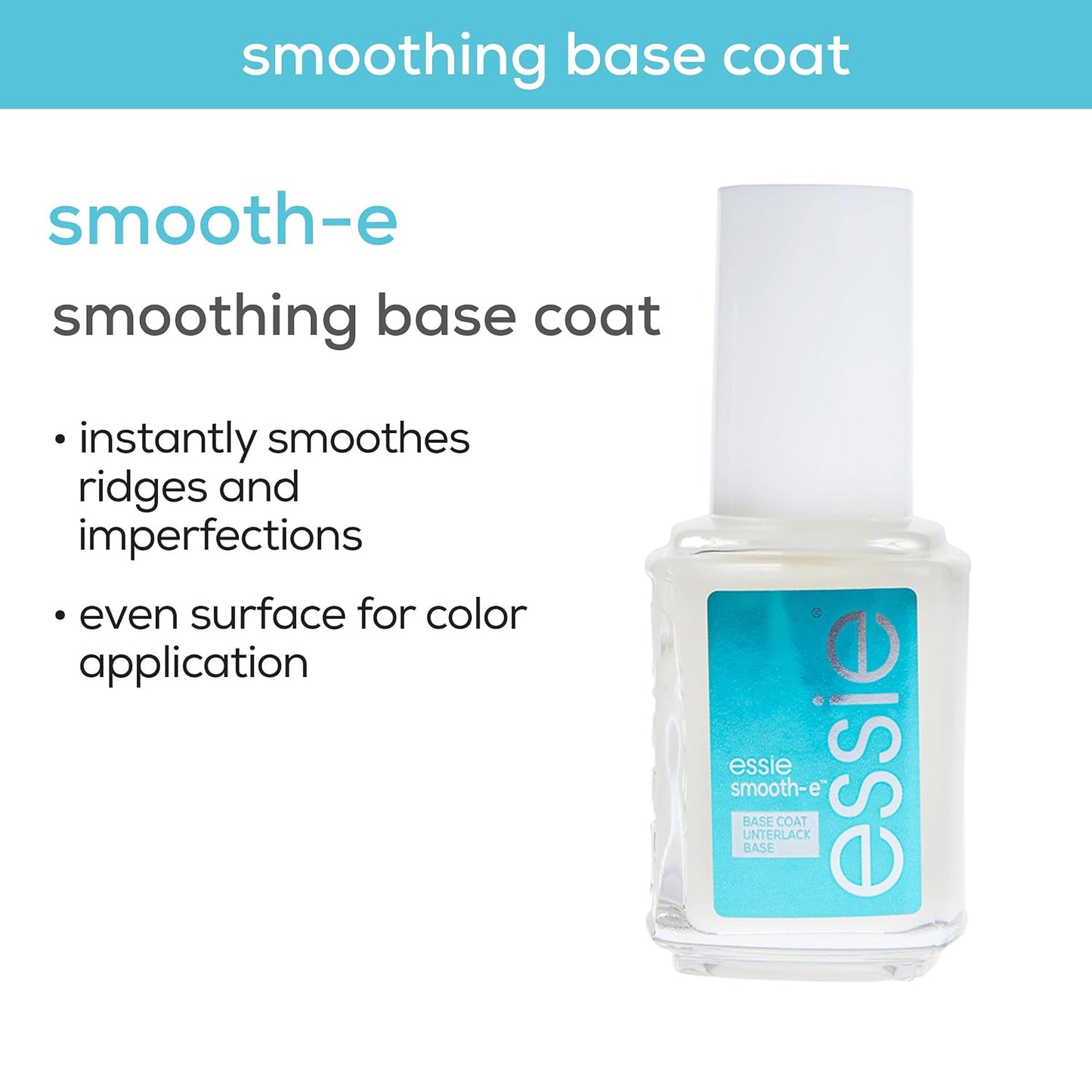 Essie Nail Care - 8-Free Vegan Base Coat for Smooth, Sleek Finish | 0.46 Fl Oz
