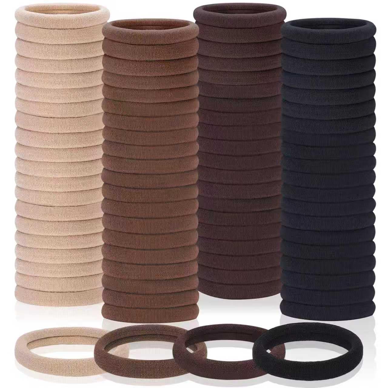 Seamless Elastic Hair Ties - 150 Pcs No Damage Ponytail Holders for Thick & Thin Hair | Soft Beige Bands