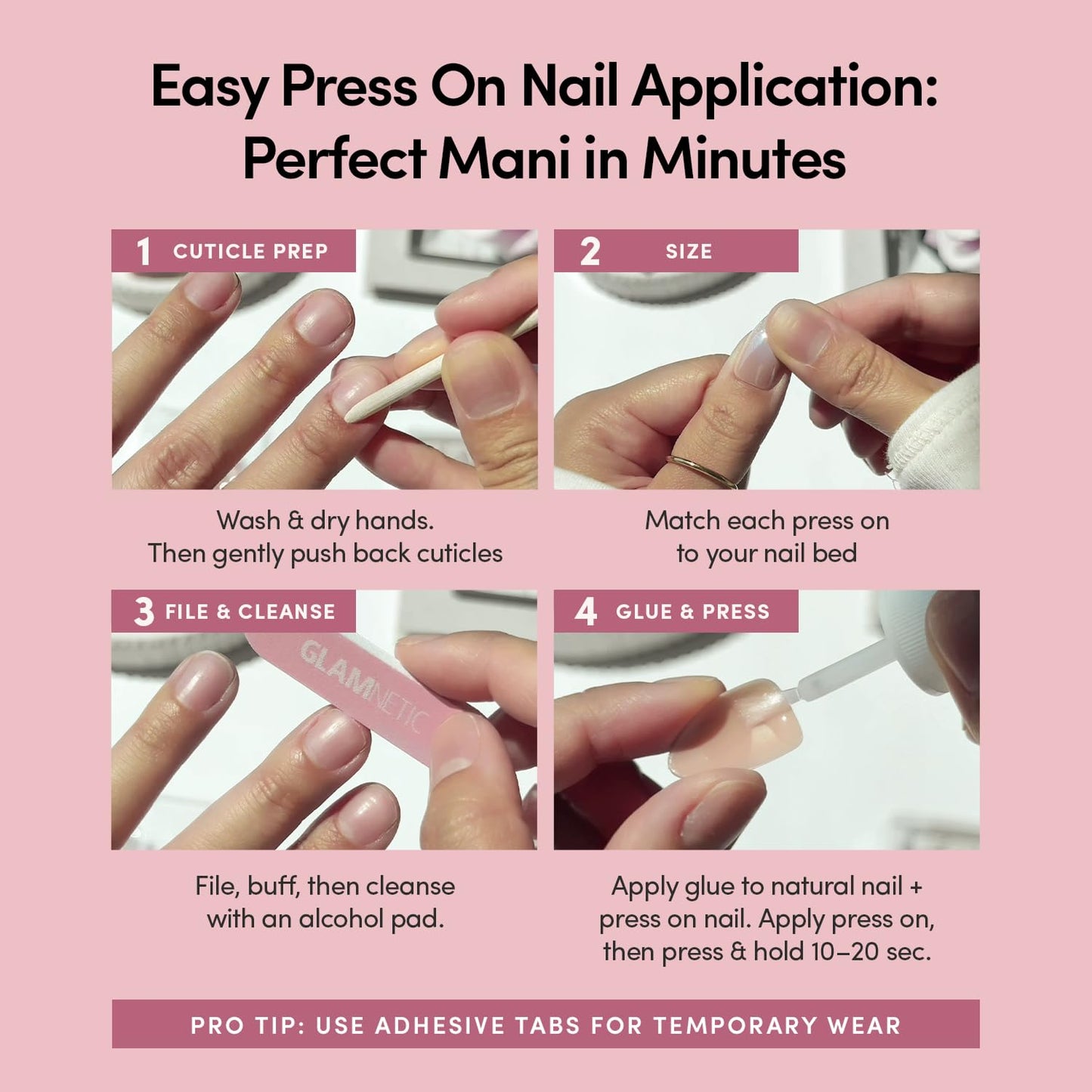 Glamnetic Press On Nails - Brown Medium Coffin Fake Nails with a Velvet Finish | Salon Quality Vacation Nails | Espresso Glow |15 Sizes - 30 Nail Kit with Glue