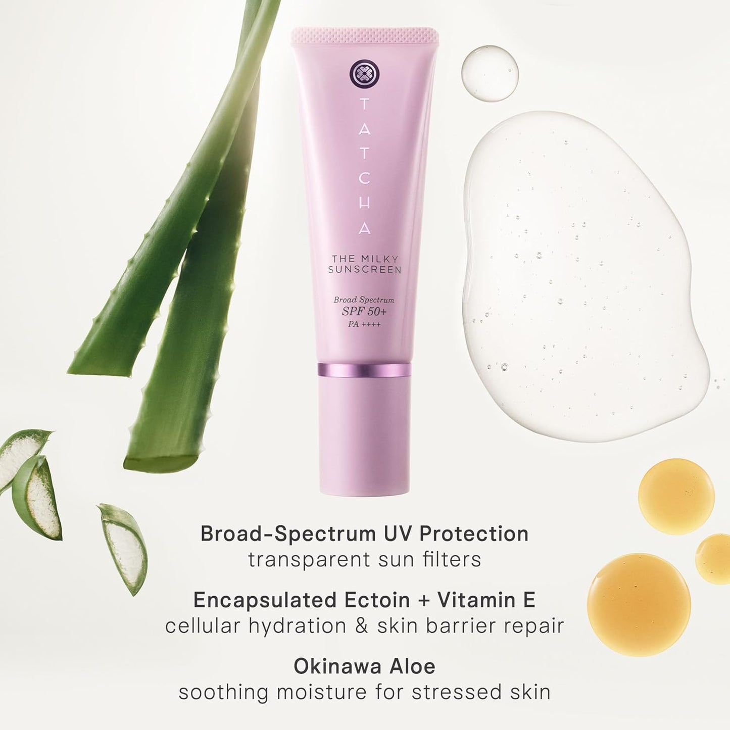 TATCHA Milky Sunscreen - Broad Spectrum SPF 50+ | Lightweight, No White Cast, Skin Damage Correction