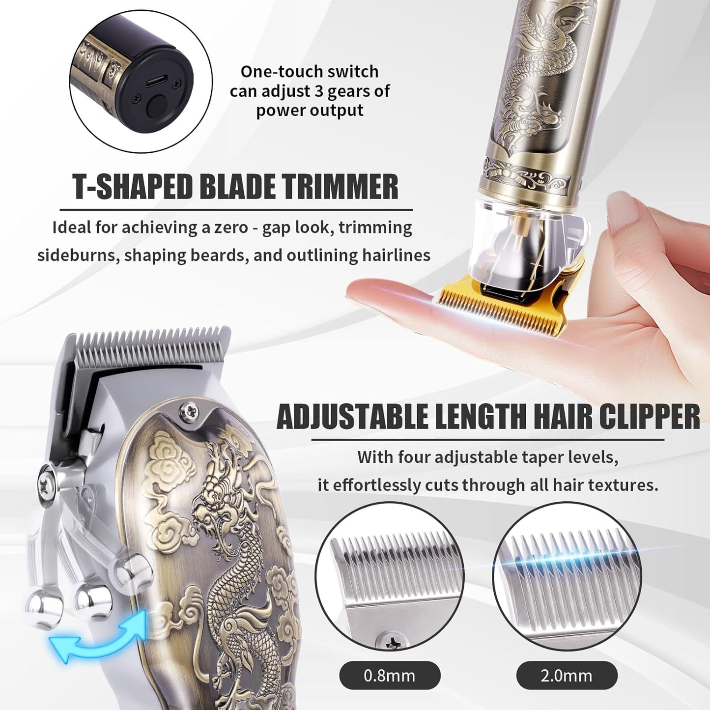 Professional Hair Clipper Set for Men - Cordless T-Shaped Beard & Nose Hair Trimmer | Electric Shaver Kit