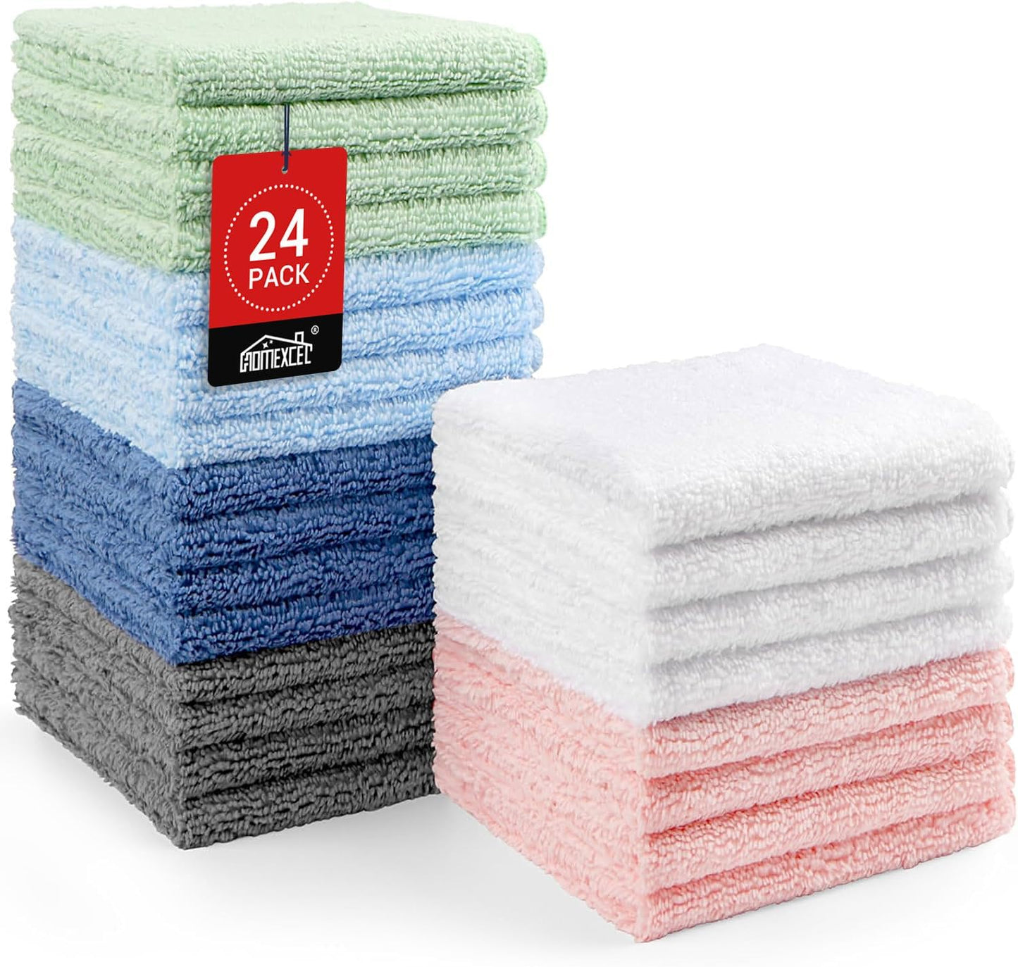 Quick Drying Face Towels - Super Absorbent Wash Cloths for Body & Face | Pink, Light Blue, Green, Navy Blue