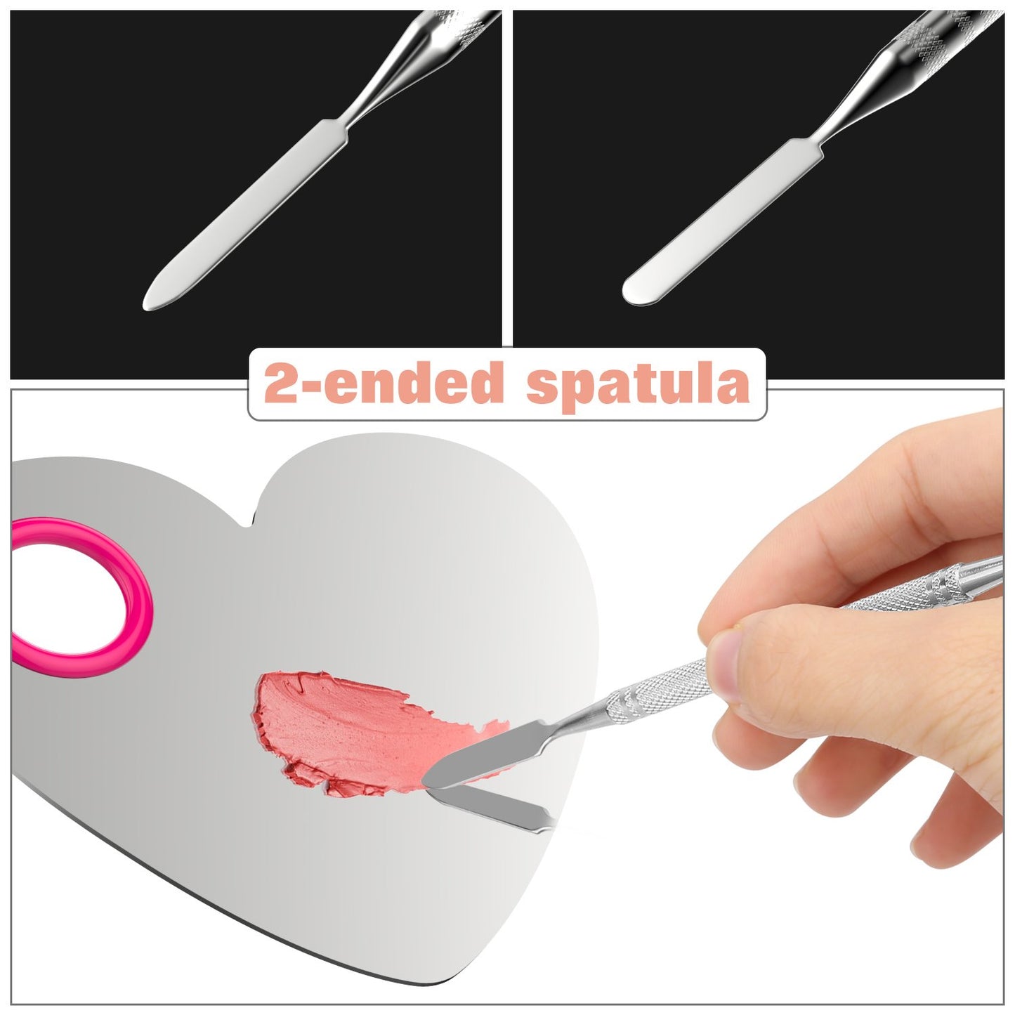 Luxspire Makeup Mixing Palette - Stainless Steel Blending Tool for Foundation, Creams & More | Includes Spatula