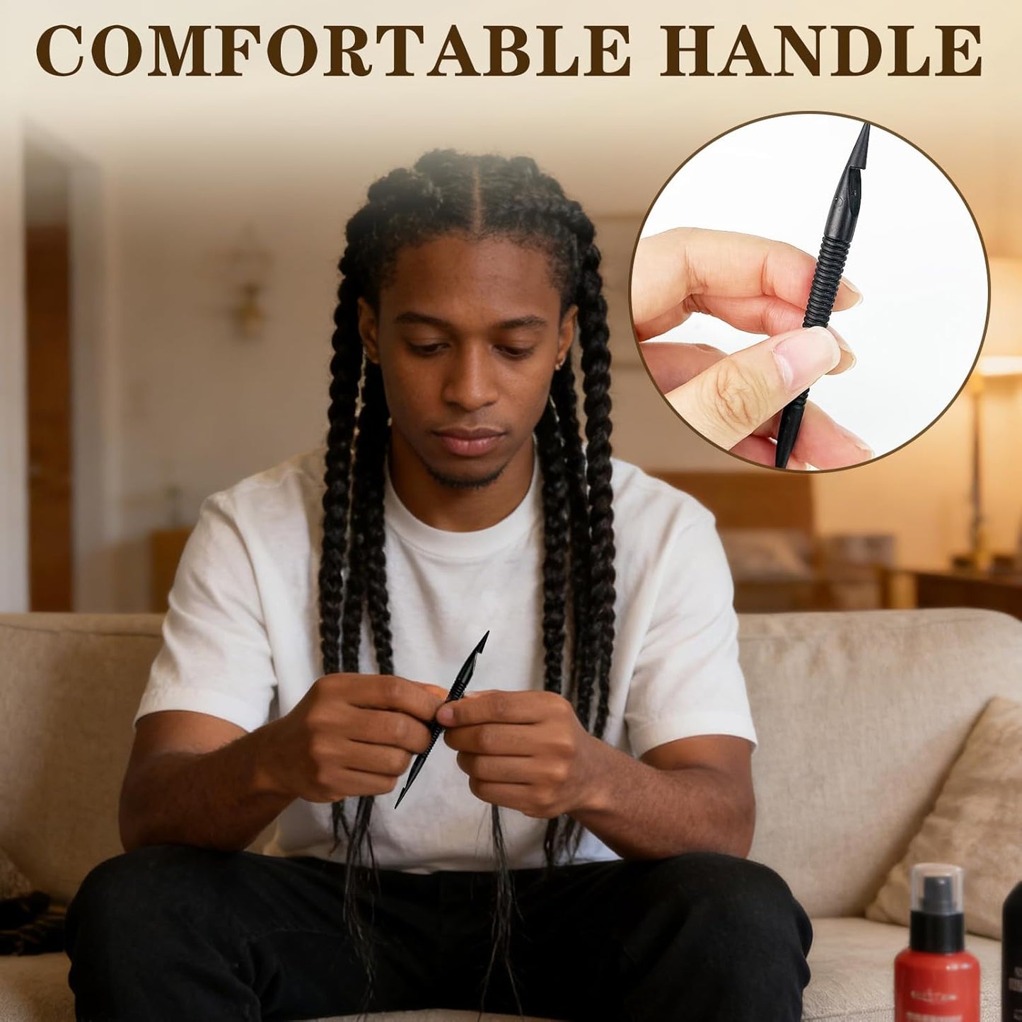 Double-Ended Crochet Hook Set - 8 Pcs Hair Braiding & Dreadlocks Tool | Interlocking Knitting Hooks