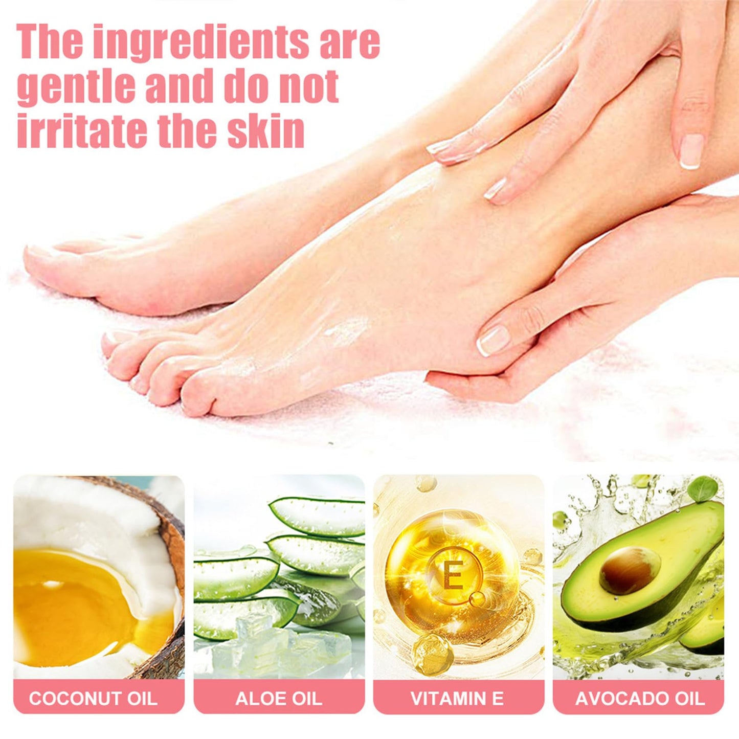 HJXUQIME 2pcs 60% Urea Hydrating and Anti-Cracking Foot Cream, Moisturising and Relieves Cracking and Dryness Foot Cream for Dry Cracked Feet And Hands（aloe + peach）