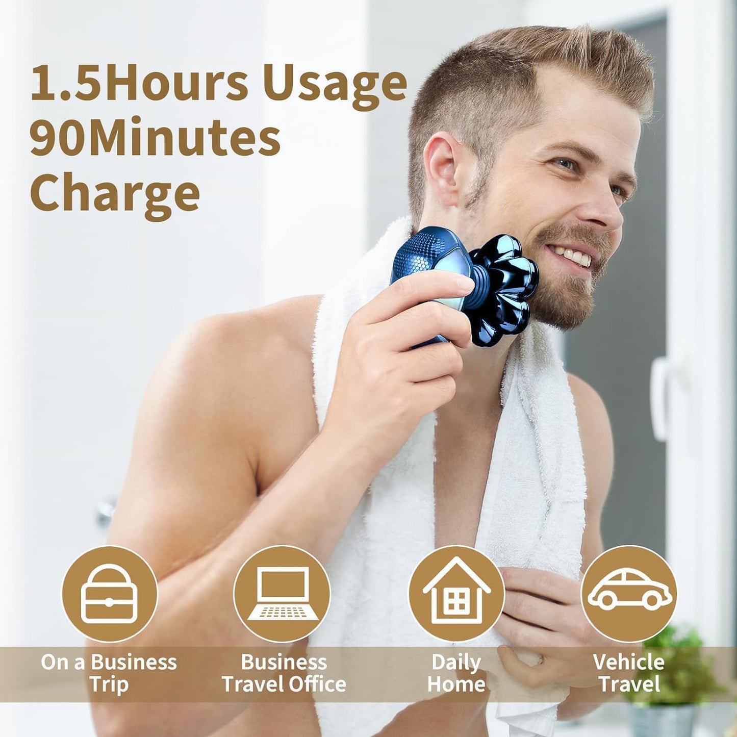 Head Shaver for Bald Men - 5-in-1 Electric Razor with IPX7 Waterproof Design | Turbo Speed & Precision Blades - Dark Blue