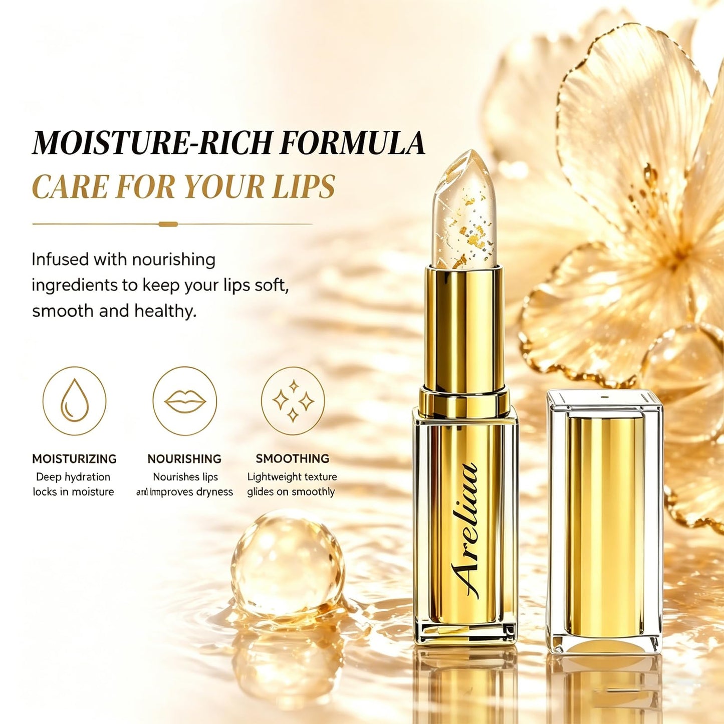Areliaa Signature Lipstick for Older Women, Skin-Adaptive Lipstick, Ph Color Changing Clear Jelly, Long-Lasting Hydration, Transfer-Resistant & Nourishing Lip Stick (2pcs)