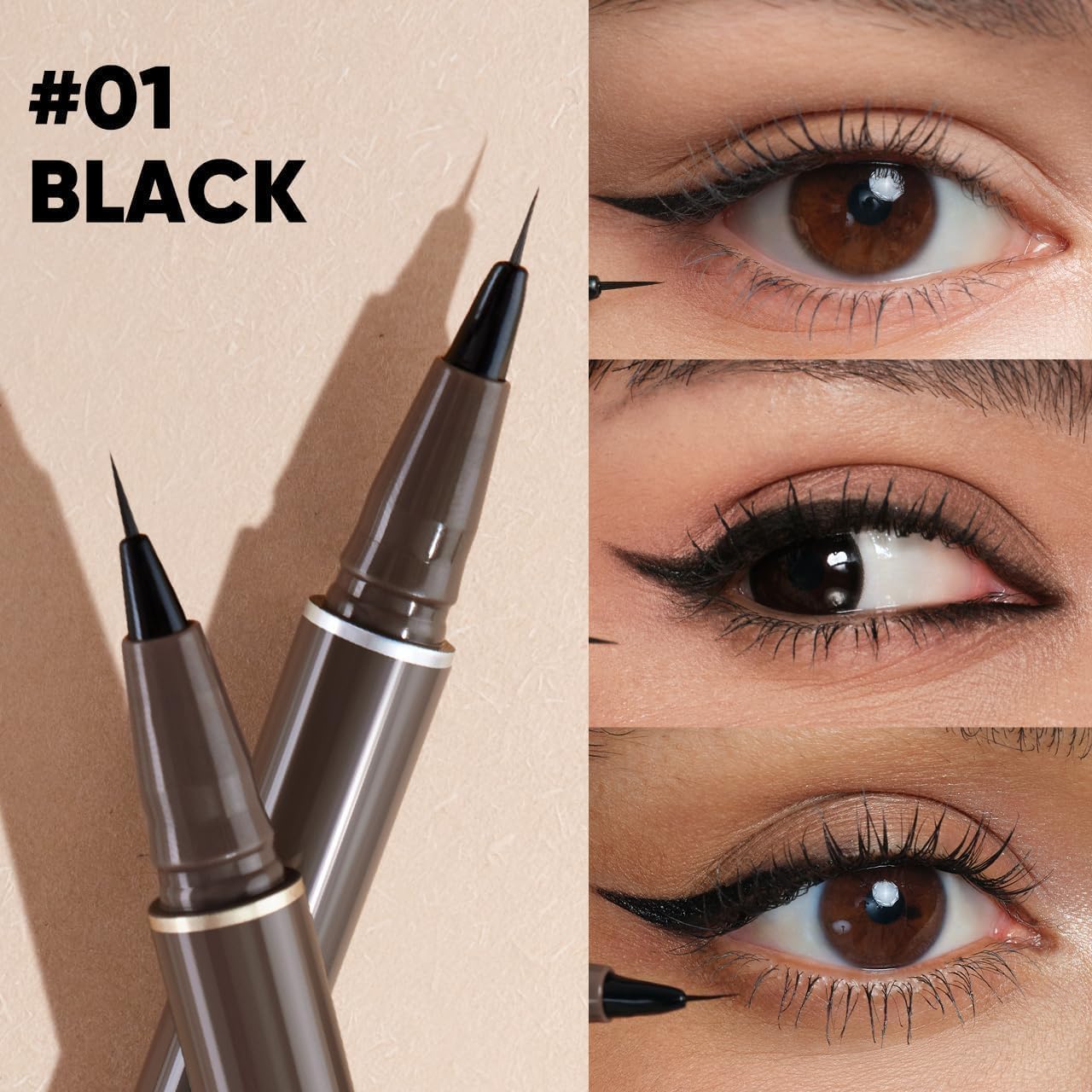 Ultra-Fine Liquid Eyeliner - Precision Tip, Smudge-Proof & Waterproof | Ideal for Hooded Eyes (#01 Black)