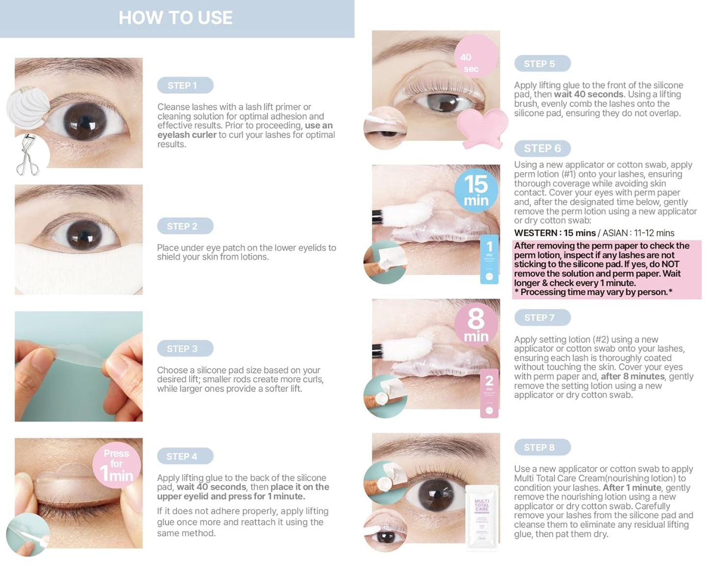 Korean Lash Lift Kit | Eyelash Perm & Eyebrow Lamination for Stunning Results - Complete Set