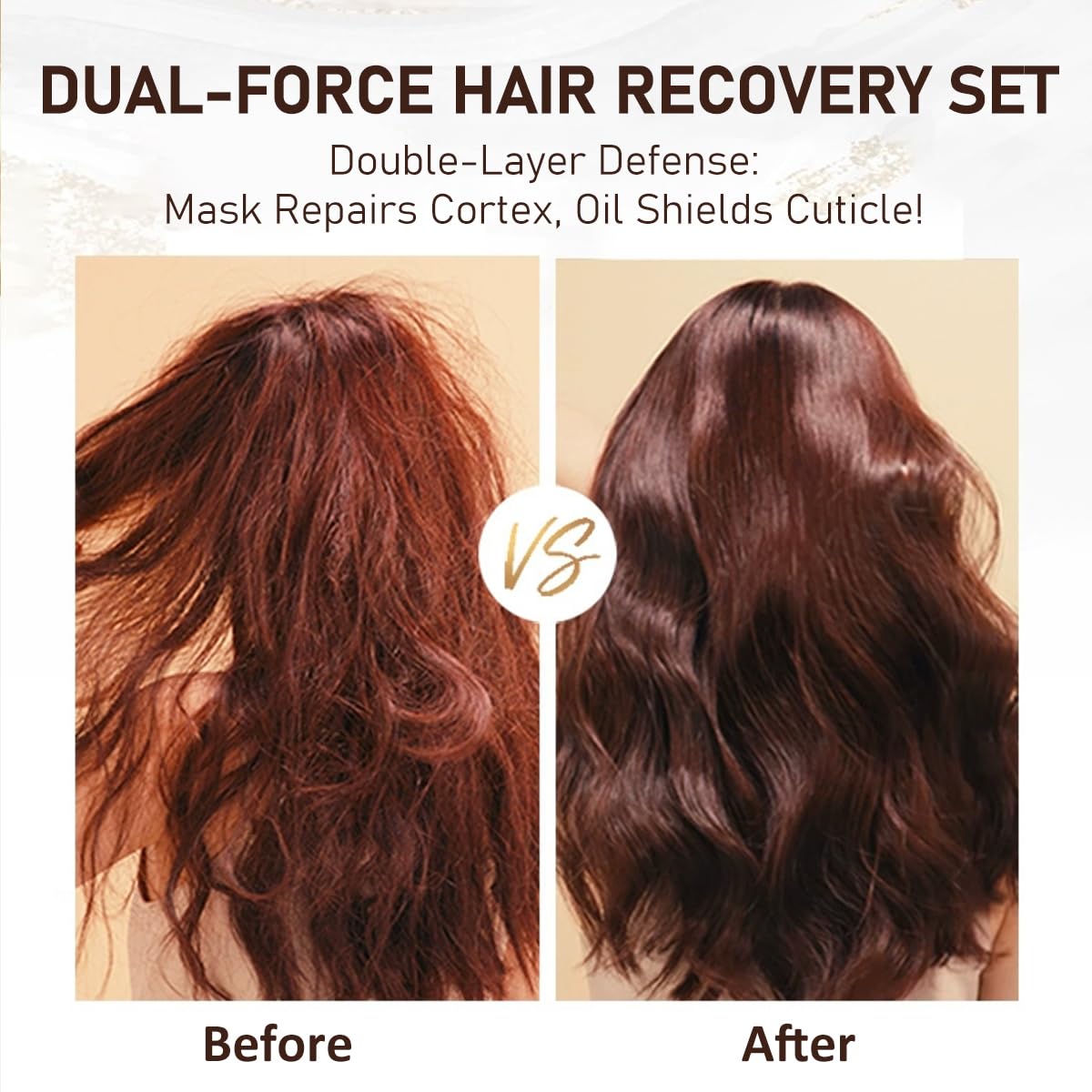 Collagen Hair Mask & Moroccan Argan Oil Serum Set - Deep Nourishing Treatment for Dry, Damaged Hair
