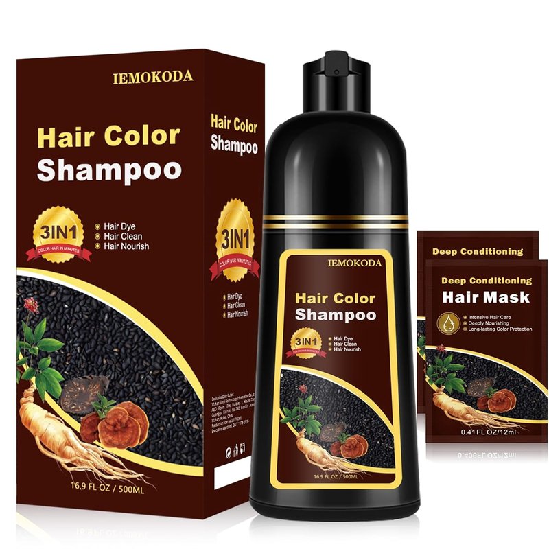 Natural Black Tea Hair Dye Shampoo - 3 in 1 Formula for 100% Gray Coverage | 16.9 Fl Oz