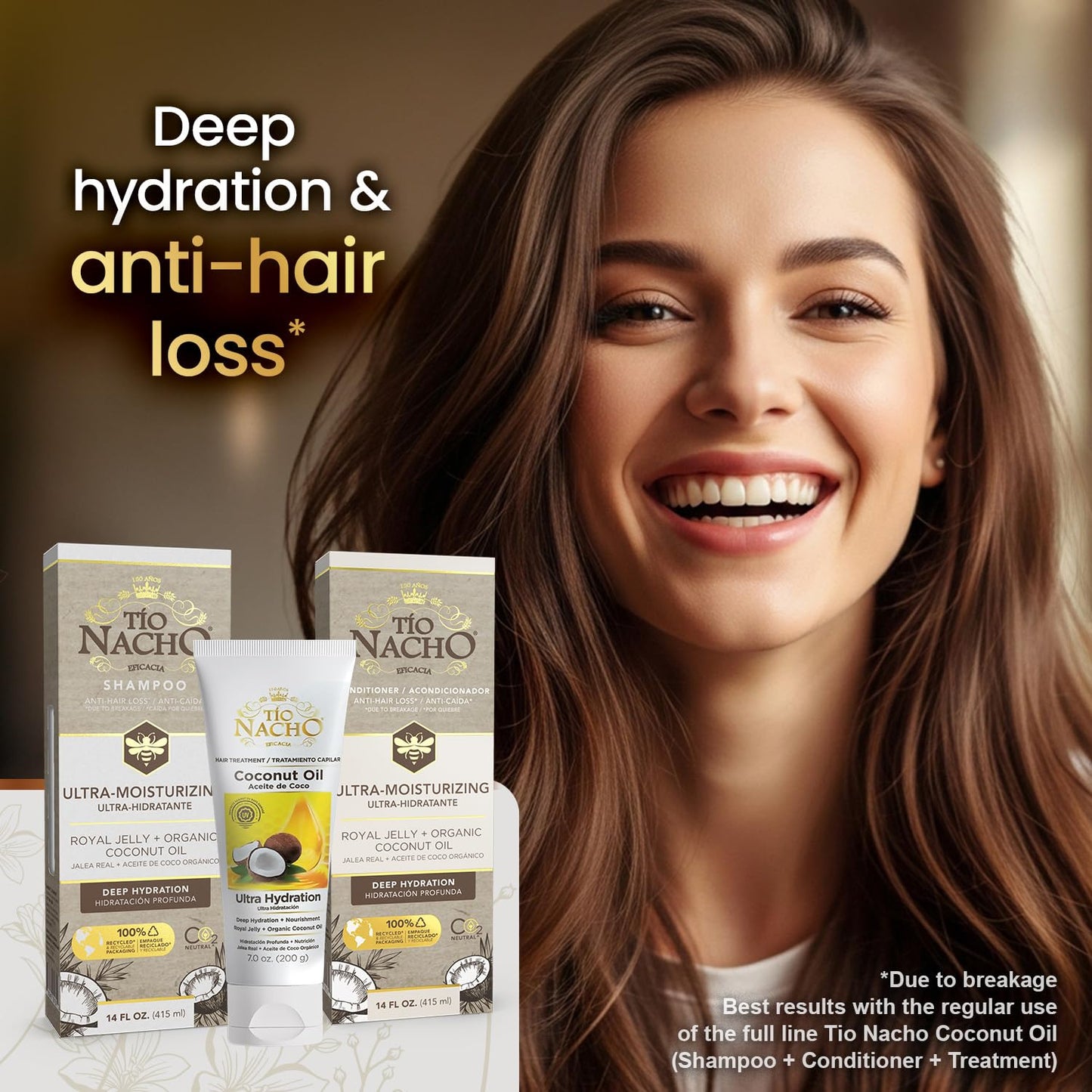 Tio Nacho Ultra-Moisturizing Shampoo, Conditioner and Treatment Set with Royal Jelly and Coconut Oil – Hydrating Hair Care for Dry Hair, Frizz Control & Anti Hair Loss (3pc Bundle)