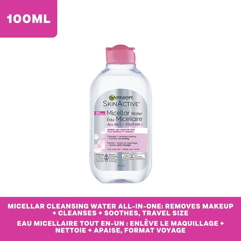Garnier Micellar Cleansing Water - All-in-One Makeup Remover & Facial Cleanser for All Skin Types | 3.4 Fl Oz (100mL)
