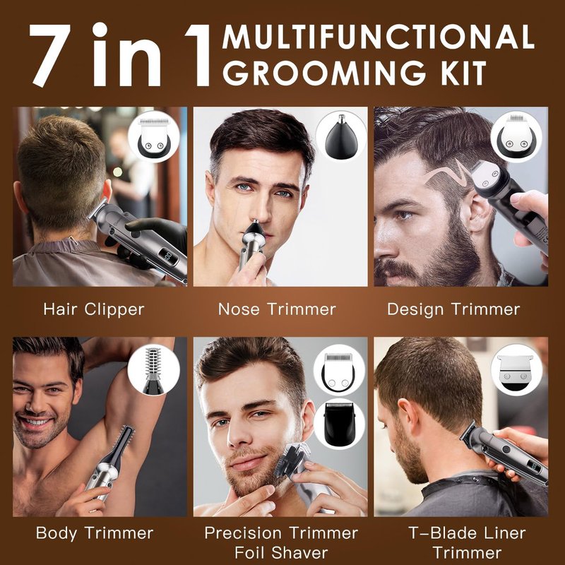 Hatteker Beard Trimmer for Men, Waterproof Hair Trimmer Electric Razor, Cordless Hair Clippers Shavers for Men, Shaving Kit for Nose Mustache Body Facial, Beard Grooming Kit Fathers Gifts for Dad