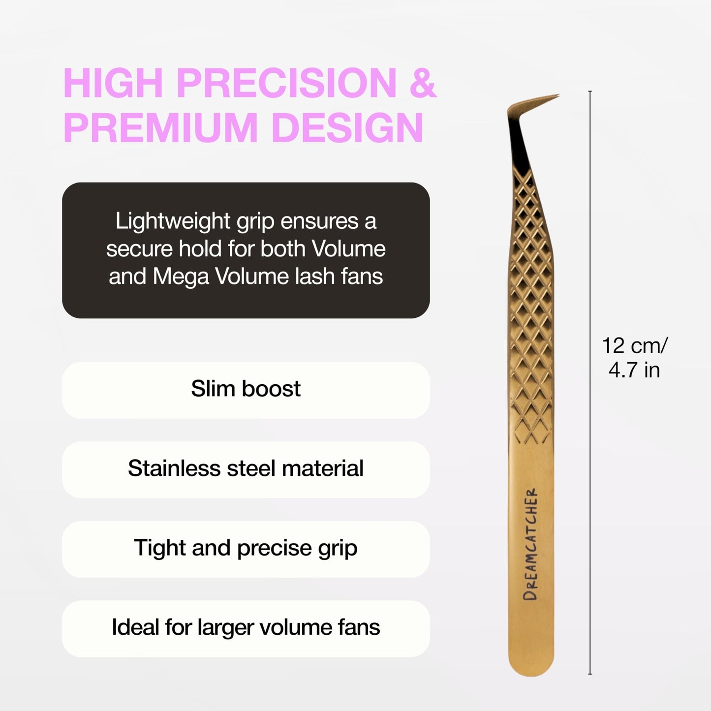 Curacoro Lash Tweezers for Eyelash Extensions - LashSmith Slim Boost Tweezer for Volume & Mega Volume