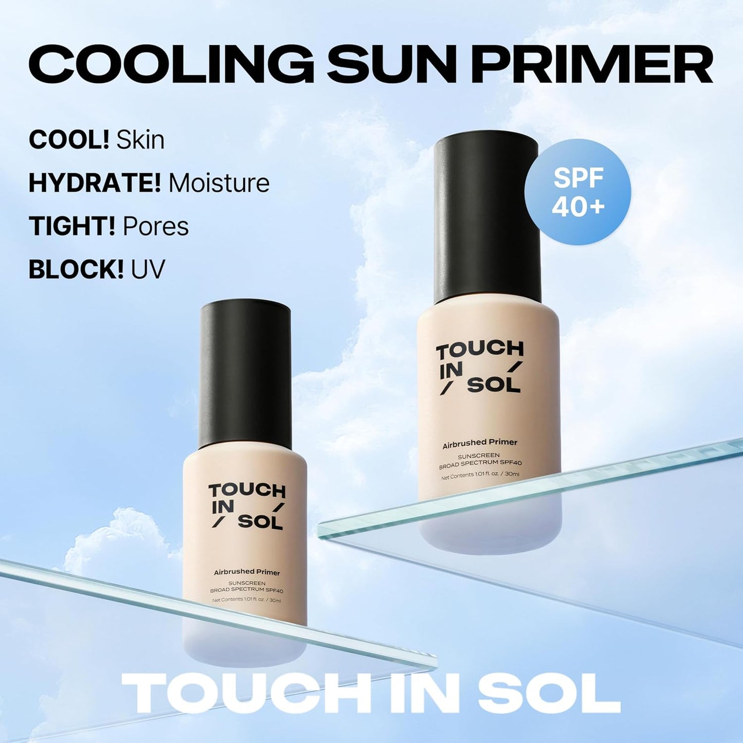 Airbrushed Primer SPF 40 - Lightweight Hydrating Makeup Primer with Sun Protection | Smooth Blurring Base (1.01 fl oz)