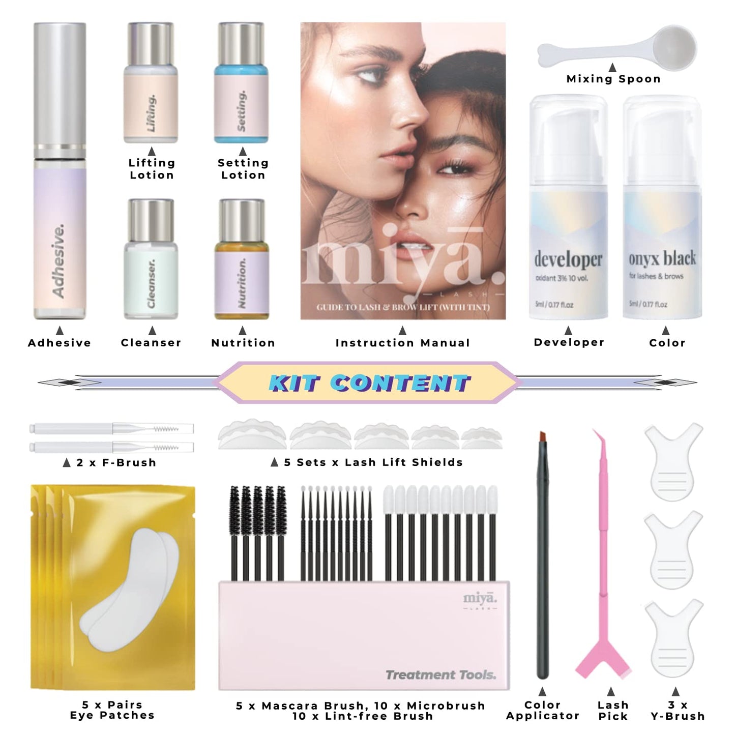 Miya Lash Lift & Brow Lamination Kit - Professional Keratin Treatment for Voluminous Eyebrows & Lashes | 8-Week Results