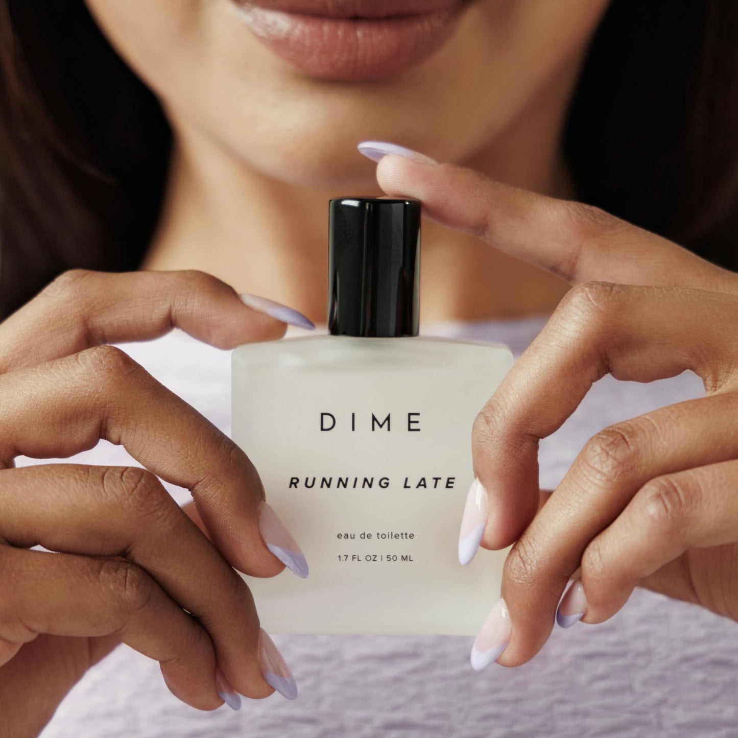DIME Beauty Perfume Running Late - Fresh Citrus Floral Perfume for Women with Bergamot, Black Currant, Jasmine & Sandalwood, Energizing Clean Hypoallergenic Eau de Toilette, 1.7 oz / 50 ml