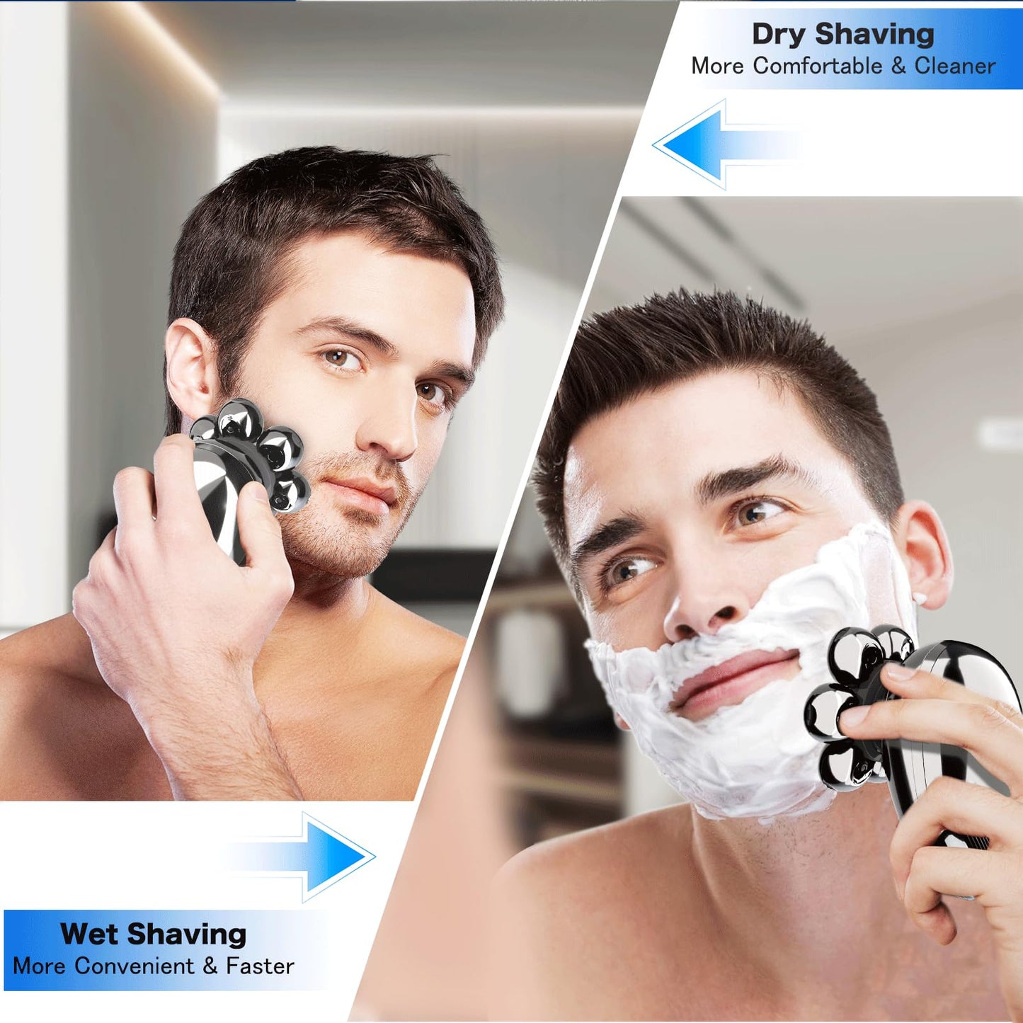 Head Shavers for Bald Men, Electric Razor, IPX8 Waterproof Dry/Wet Bald Head Shaver with 10000 RPM High-Speed Motor, Rechargeable Head Razor with LED Display, USB-C Cable, Perfect for Home & Travel