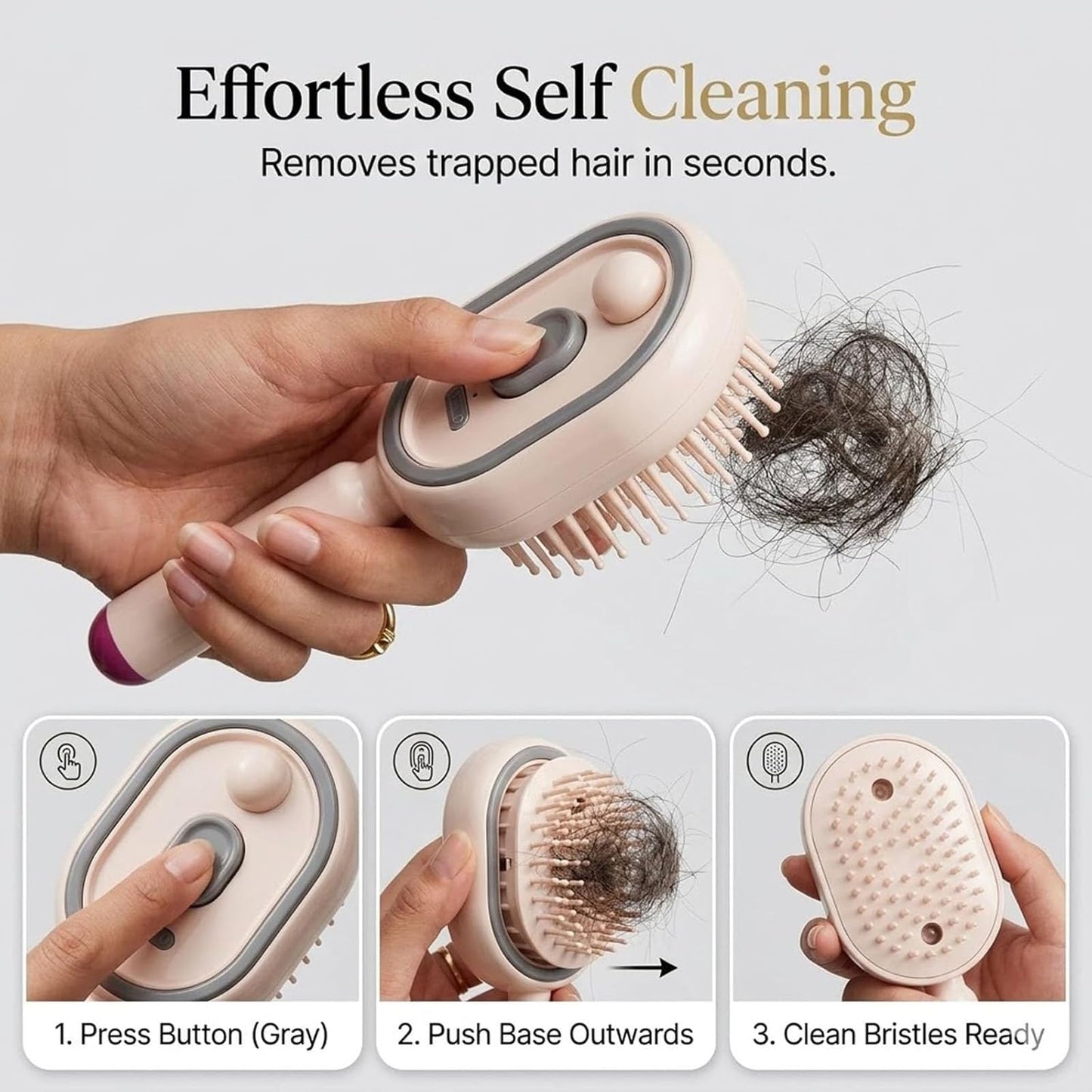 5 in 1 Air Cushion Brush, Electric Spray Air Cushion Massage Comb, Rechargeable Misting Hair Detangler for Anti-Static & Frizz Control, No Dripping, Portable for Travel & Home Spa (Light Pink)