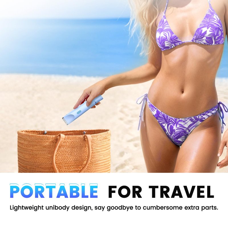 Bikini Trimmer for Women, 2-in-1 Electric Razor with Dual Head, IPX7 Waterproof Body Hair Trimmer for Pubic Hair, Legs, Underarms and Sensitive Areas, Cordless Rechargeable (Blue)