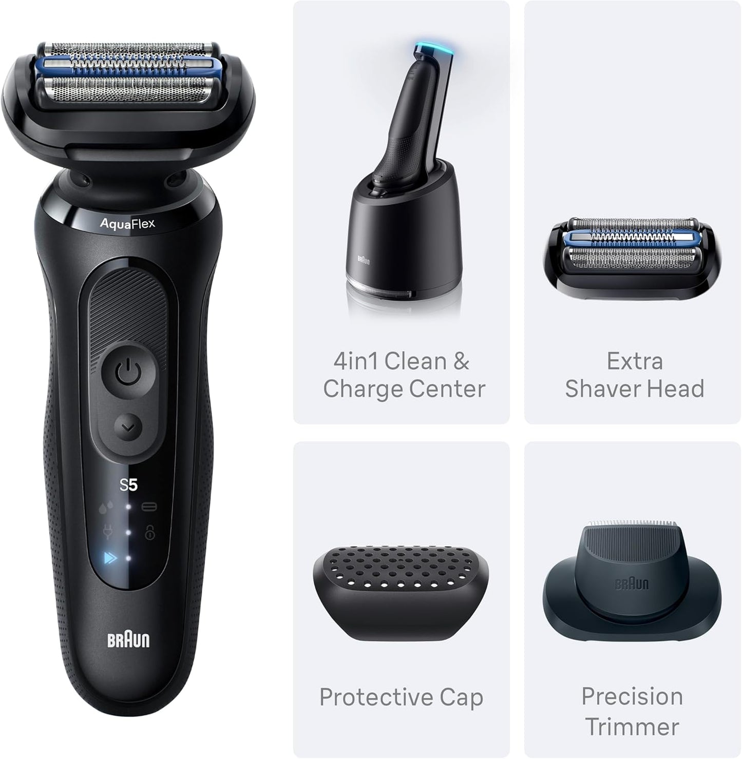 Braun Series 5 Electric Shaver for Men - Wet & Dry Foil Razor with Precision Trimmer | Black 5165ps