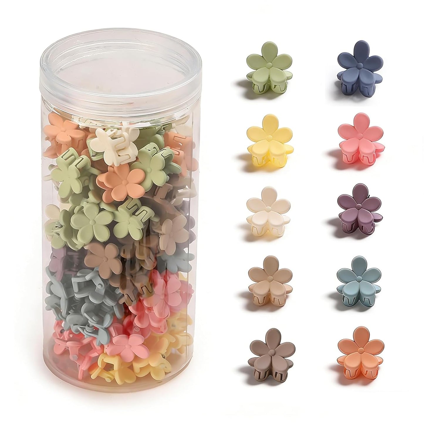 Mini Flower Hair Clips - 100 Pcs Colorful Tiny Claw Clips for Girls & Women | Cute Matte Hair Accessories