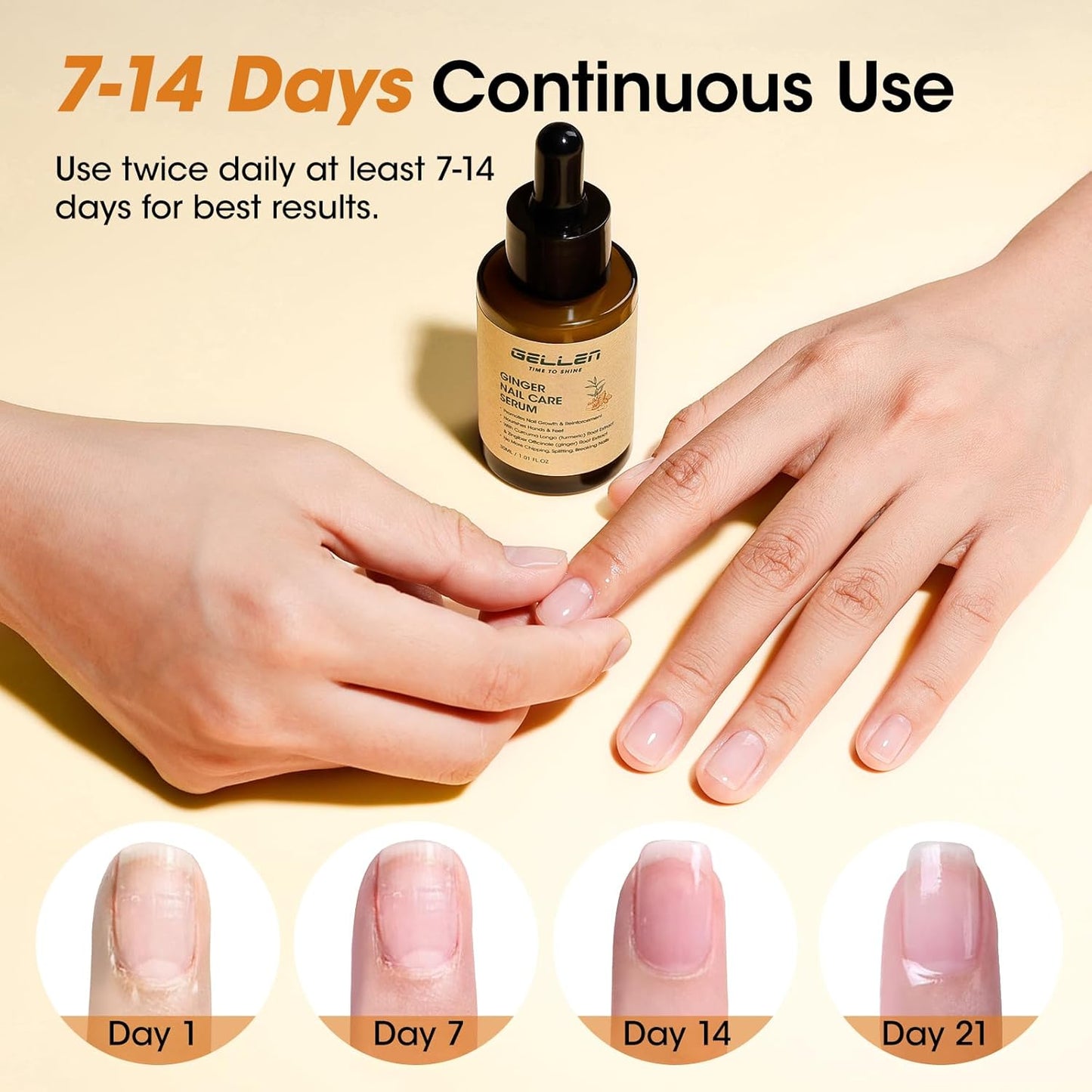 Gellen Ginger Nail Growth Serum - Strengthen & Repair Weak, Brittle Nails | 7-14 Days Treatment