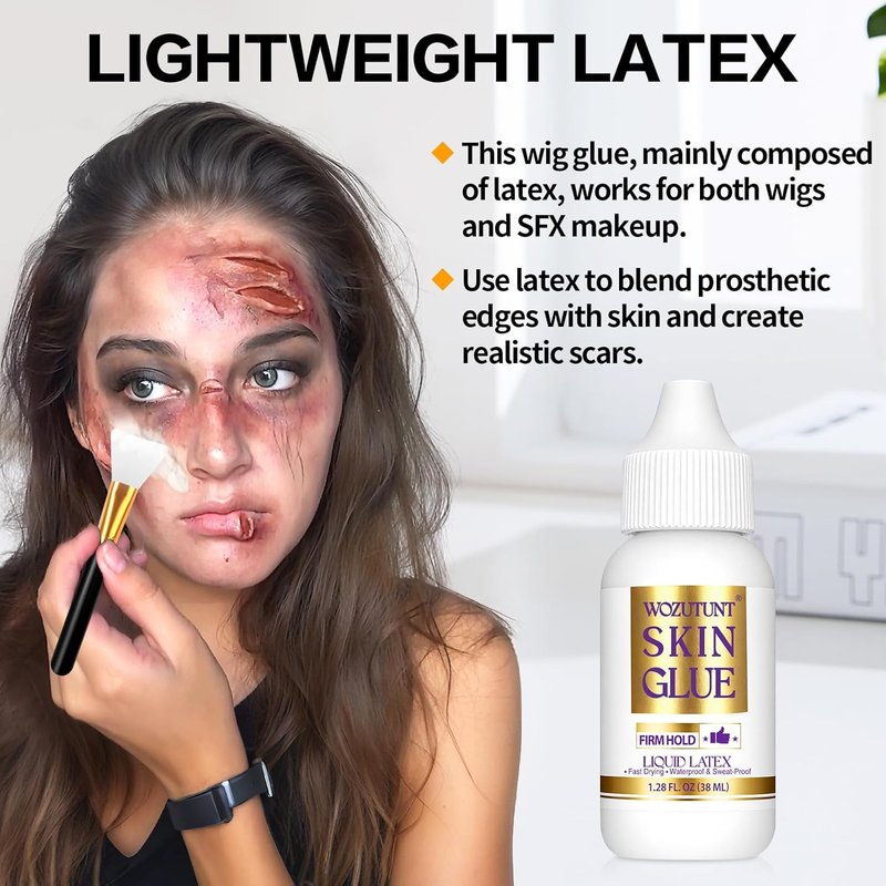 Spirit Gum Adhesive & Remover Kit - 15ml Professional Cosmetic Glue for Face, Skin, Body & SFX Makeup | Strong Hold for Bald Caps, Prosthetics, Cosplay Wigs