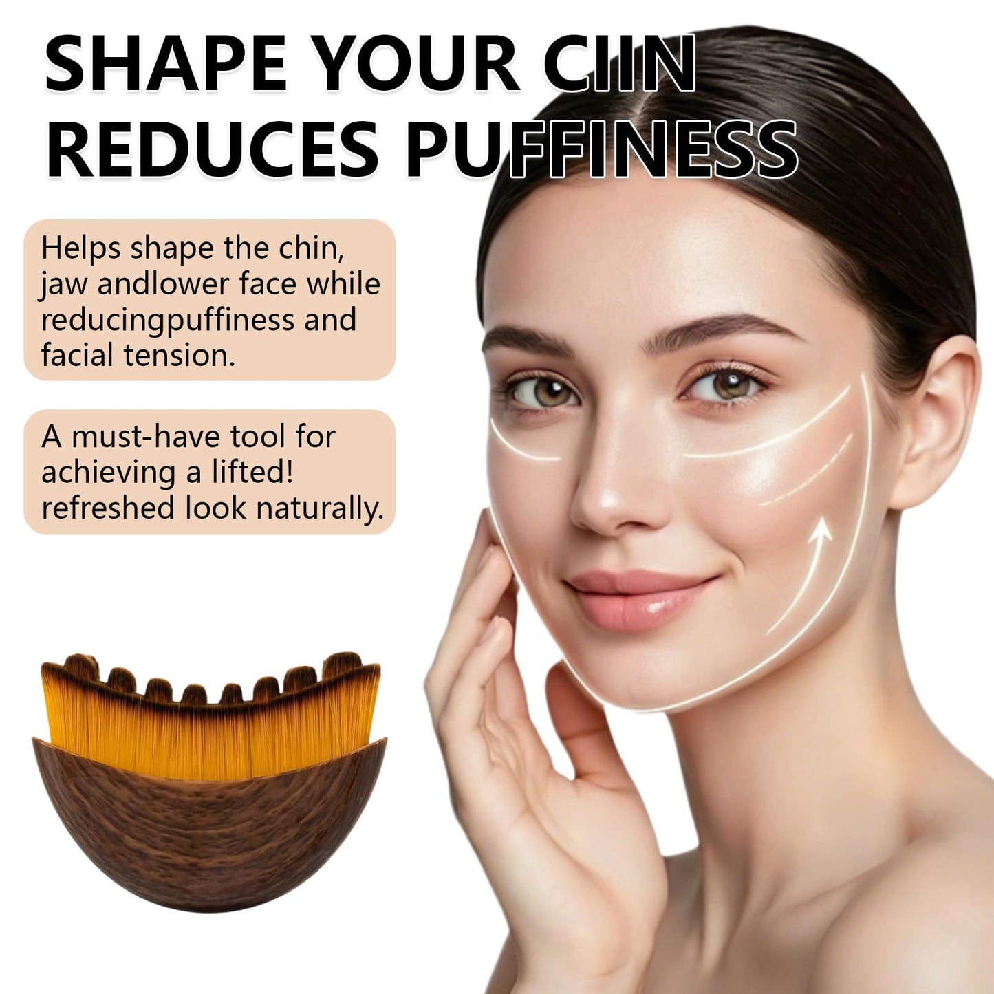 Lymphatic Contour Face Brush, Manual Facial Sculpting & Lymphatic Drainage Massager, Ergonomic Hypoallergenic Soft Bristles Brush for Anti-Puffiness, Detox & Lift, Improves Skin Glow & Absorption