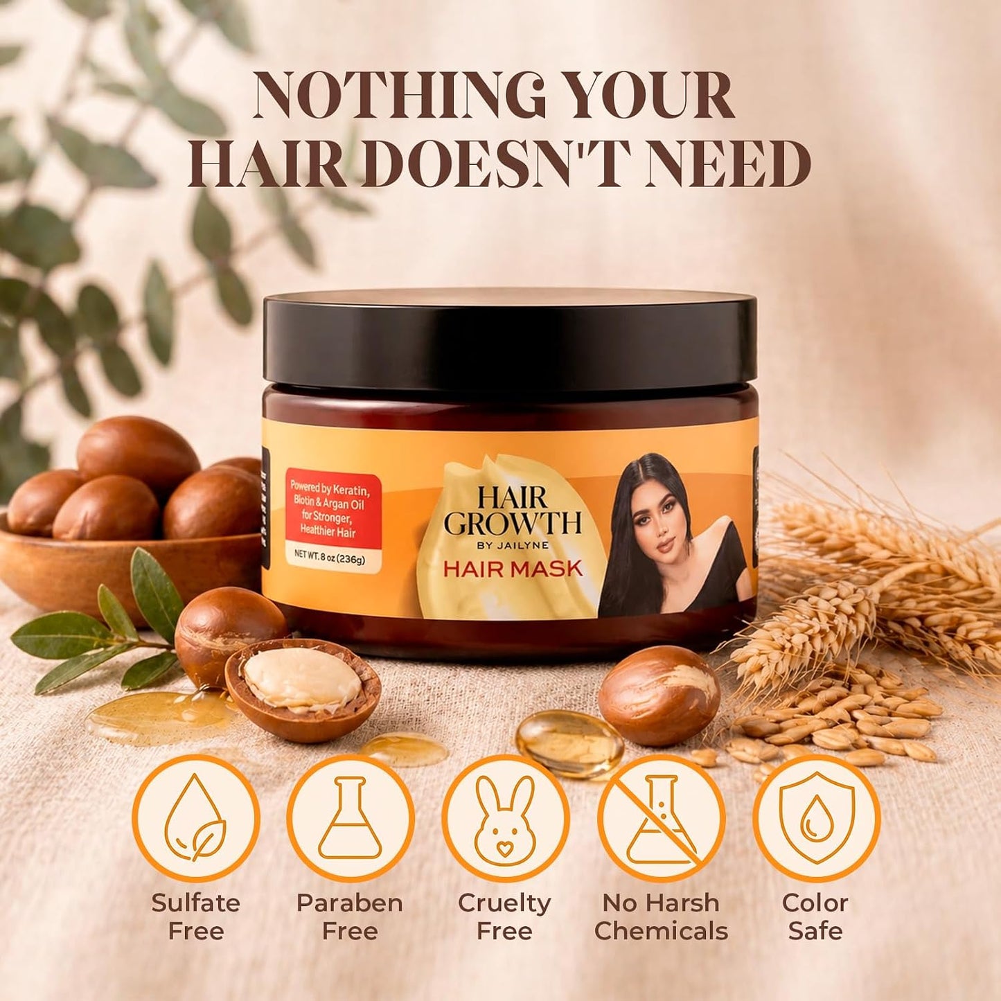 Hair Growth Repair Mask – Protein-Enriched Deep Conditioning Treatment for Damaged Hair | Sulfate-Free, Paraben-Free, Made in USA