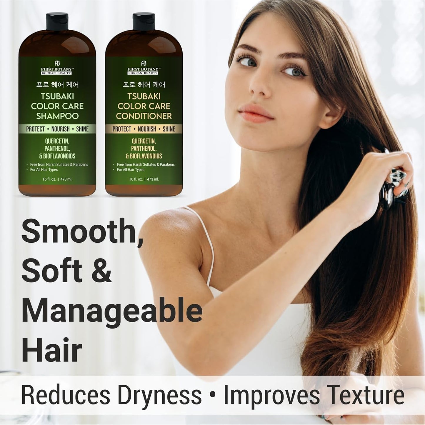 Color Care Shampoo & Conditioner Set - Nourishing Formula with Tsubaki & Quercetin | 16 fl oz