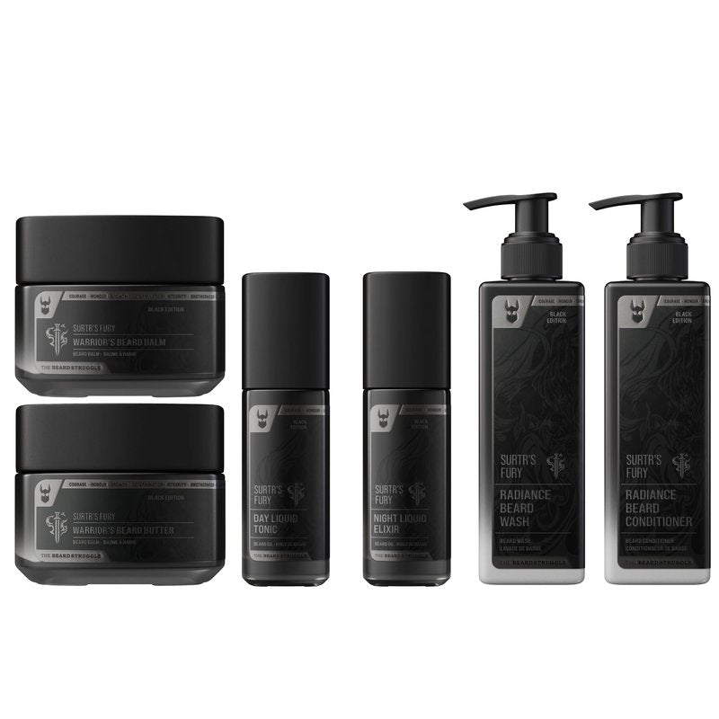The Beard Struggle Greenlander Bundle Beard Kit - Includes Beard Cream, Beard Balm, Beard Night Oil, Beard Day Oil, Beard Wash & Beard Conditioner - Platinum Collection - Surtr's Fury