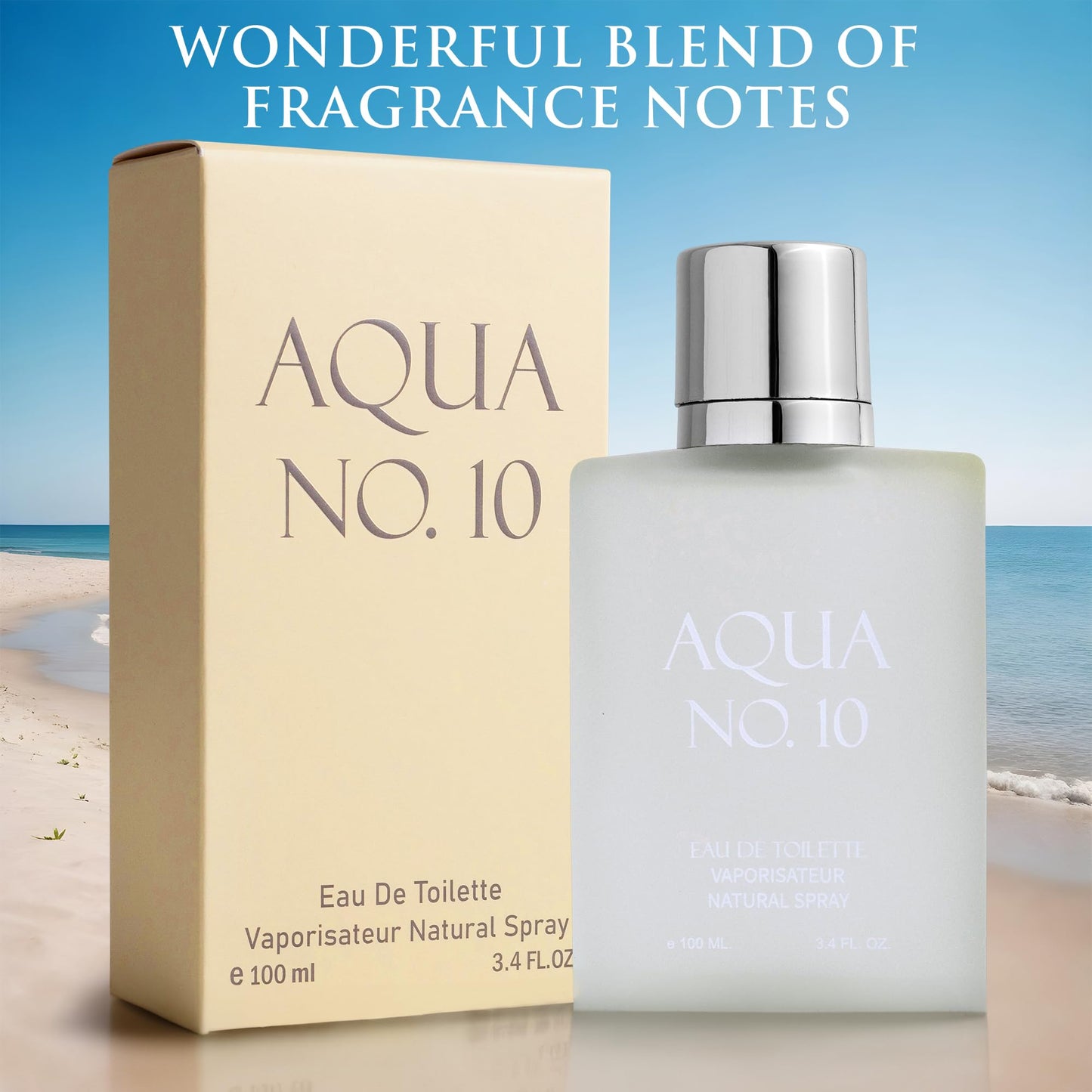 Aqua No 10 Eau De Toilette for Men - Citrus & Marine Fragrance - Top Notes of Lime, Lemon, Bergamot, Jasmine, Orange & Neroli - Base Notes of Musk, Cedar, Oakmoss & Amber - Elegant 100ml Bottle