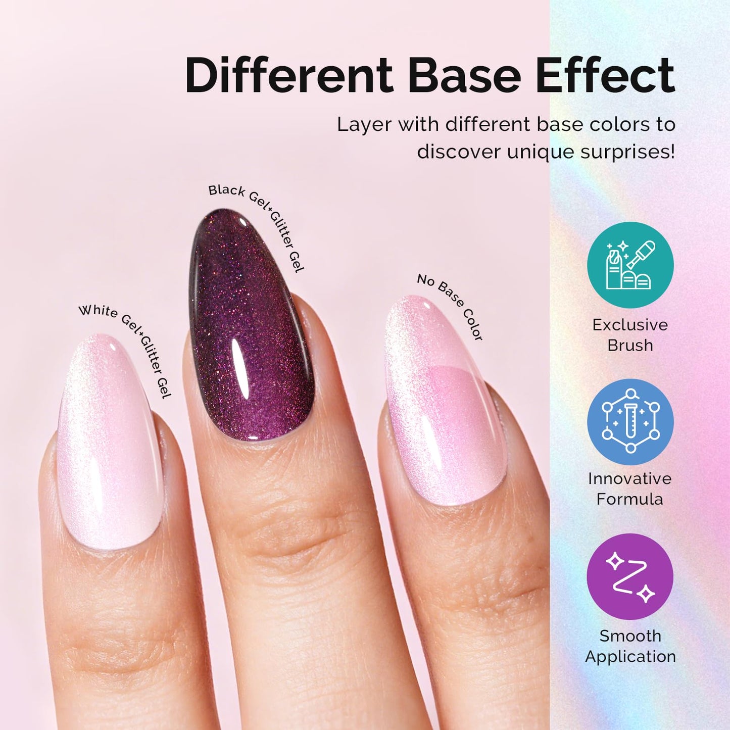 MelodySusie Shimmer Pearl Pink Gel Nail Polish, 0.5fl oz Soak Off UV LED Jelly Holographic Pink Glitter Gel Polish Gift for Women Nail Art Manicure Salon DIY Nail Design Decoration at Home-G2607