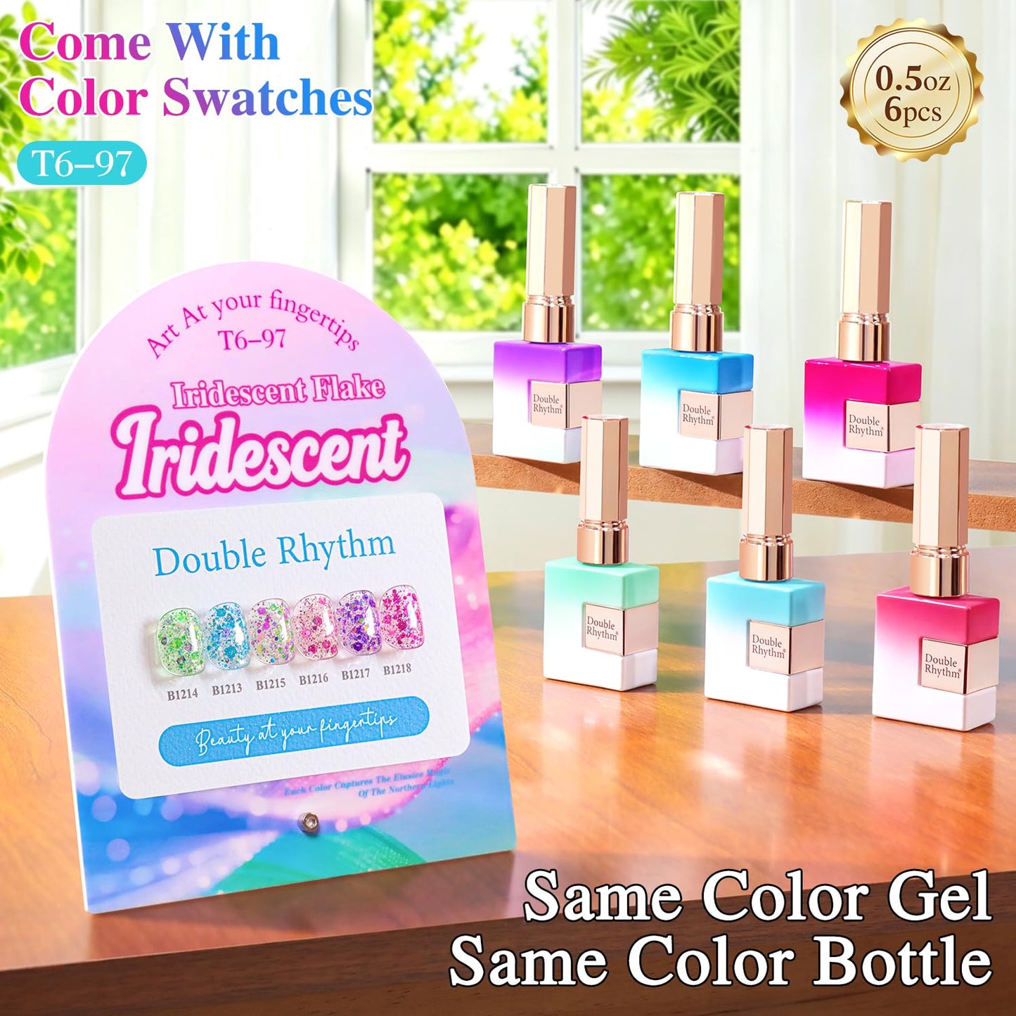 Glitter Gel Nail Polish Set - Cat Eye Magnetic 6 Colors | 15ml Iridescent Shades for DIY Manicure