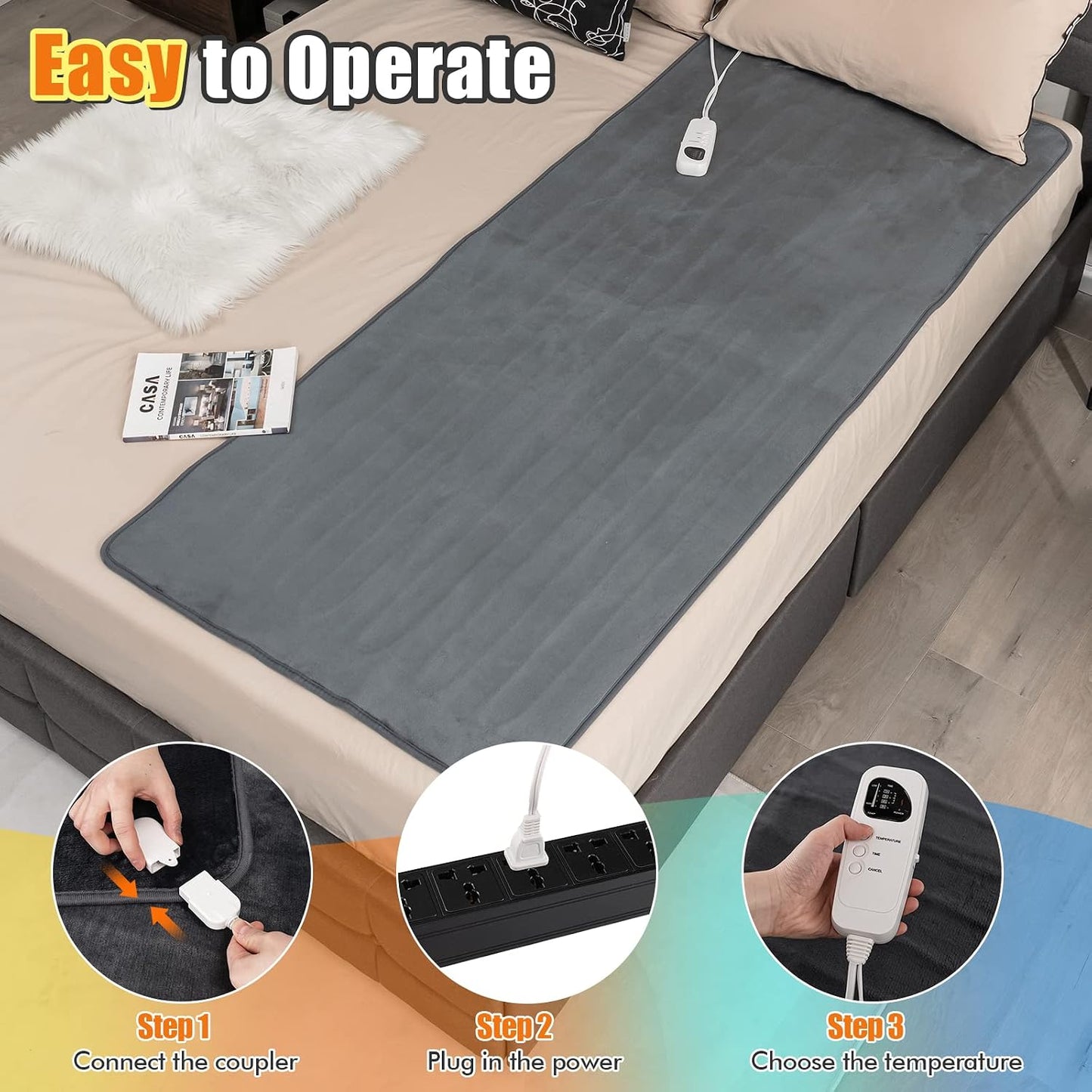 Electric Heated Mattress Pad - Twin Size 71” x 30” | 5-Level Heating, Timer & Overheat Protection