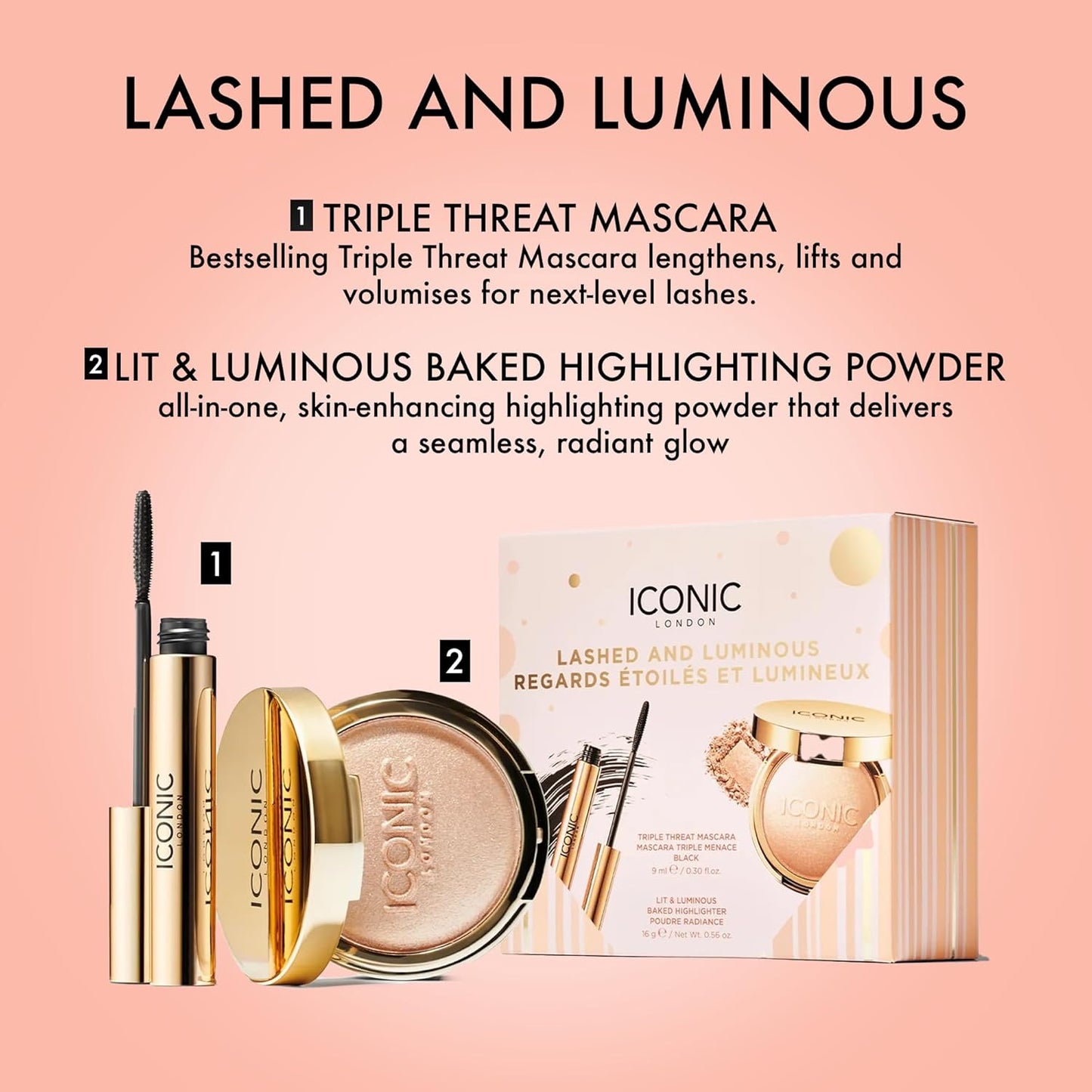 ICONIC LONDON Makeup Set - Natural Glow & Radiant Highlight | Travel-Friendly, Vegan Formula