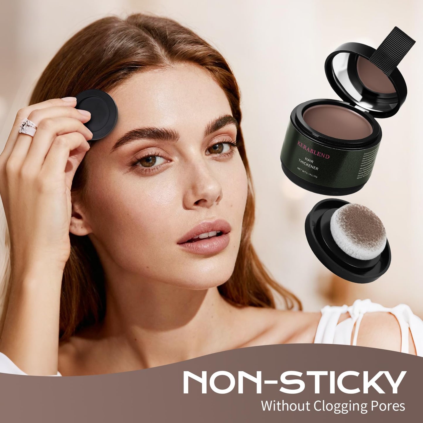 Kerablend Hair Thickener,Magic Root Cover Up, Hair Concealer for Root Touch Up, Sweat and Waterproof Instant Coverage, With Applicator for Men and Women(Dark Brown)