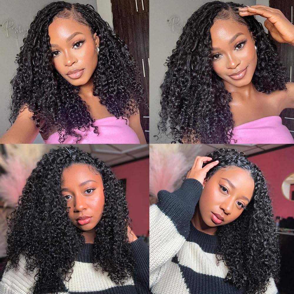 Burmese Curly Crochet Human Hair Extensions Invisible Pre-Separated Burmese Feather Crochet Hair with Knotless String Lightweight Human Crochet Hair Curly for Braiding Twist 60g 20inch