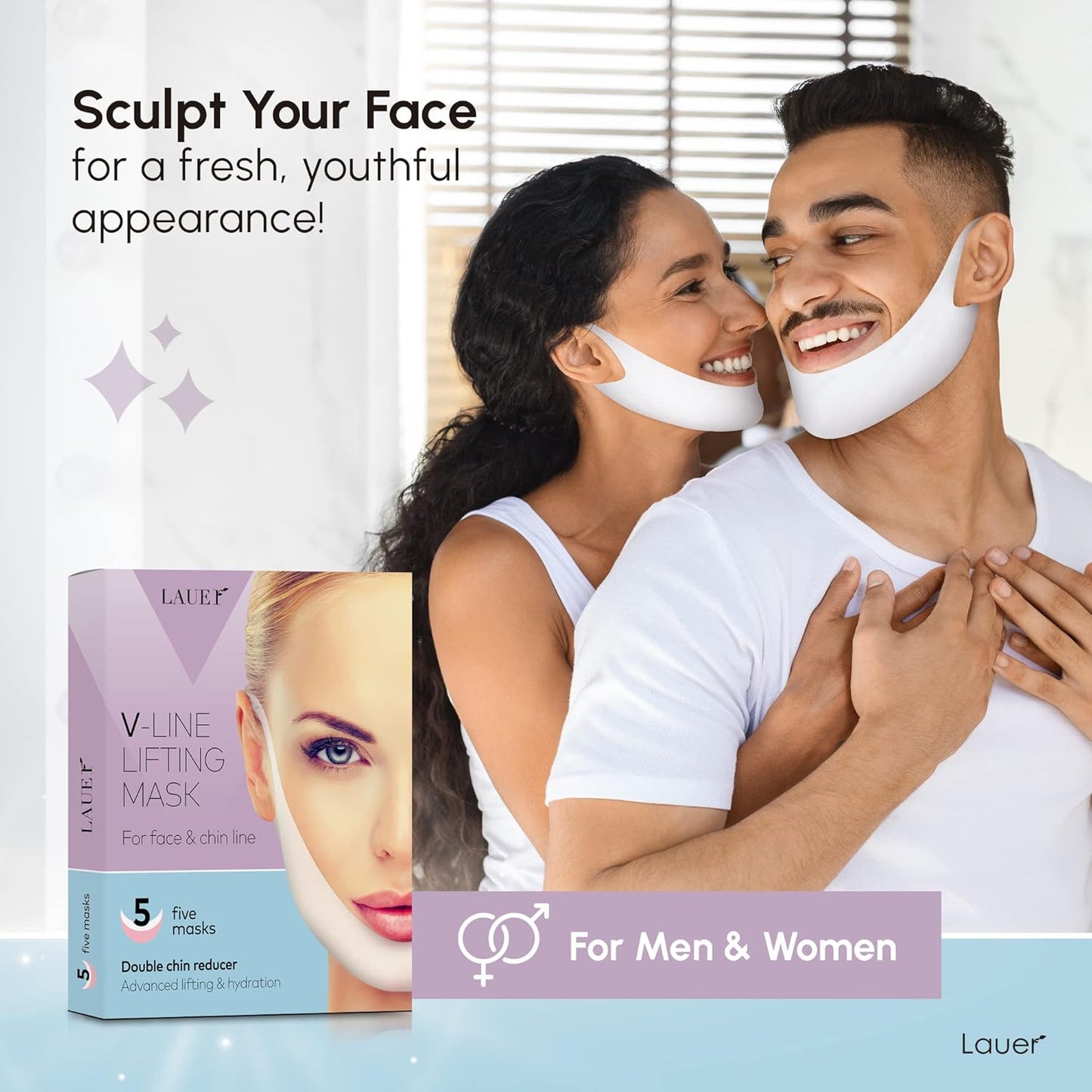 V Shaped Contouring Face Mask - Jawline Lift & Neck Reduction | Collagen & Hyaluronic Acid