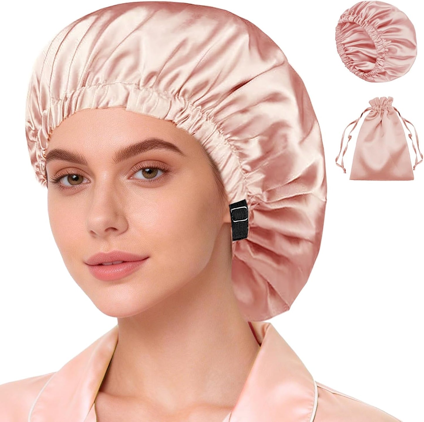 Silk Satin Bonnet Set - Soft Sleep Caps for Curly Hair | 2-Pack, Women's Night Bonnets