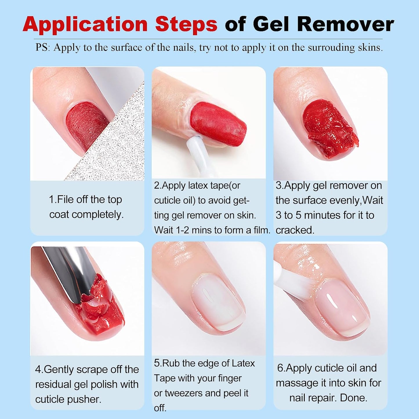 Gel Nail Polish Remover Kit - Fast, Gentle & Non-Damaging Formula | Includes Nail Files for At-Home Manicure (1PC/15ML)
