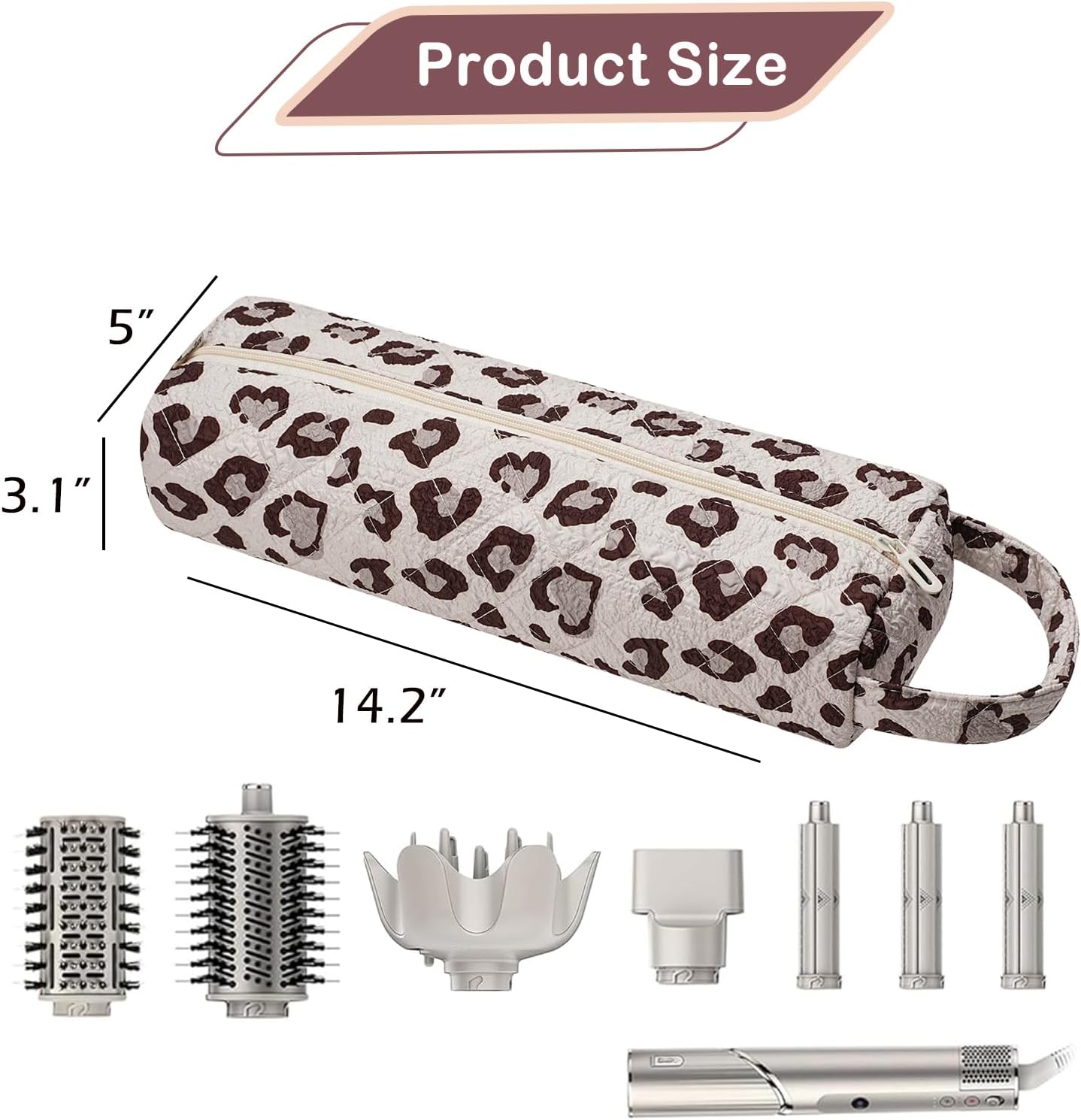 Quilted Hair Tools Travel Bag - Portable Storage Case for Shark FlexStyle & Dyson Airwrap | Leopard Print