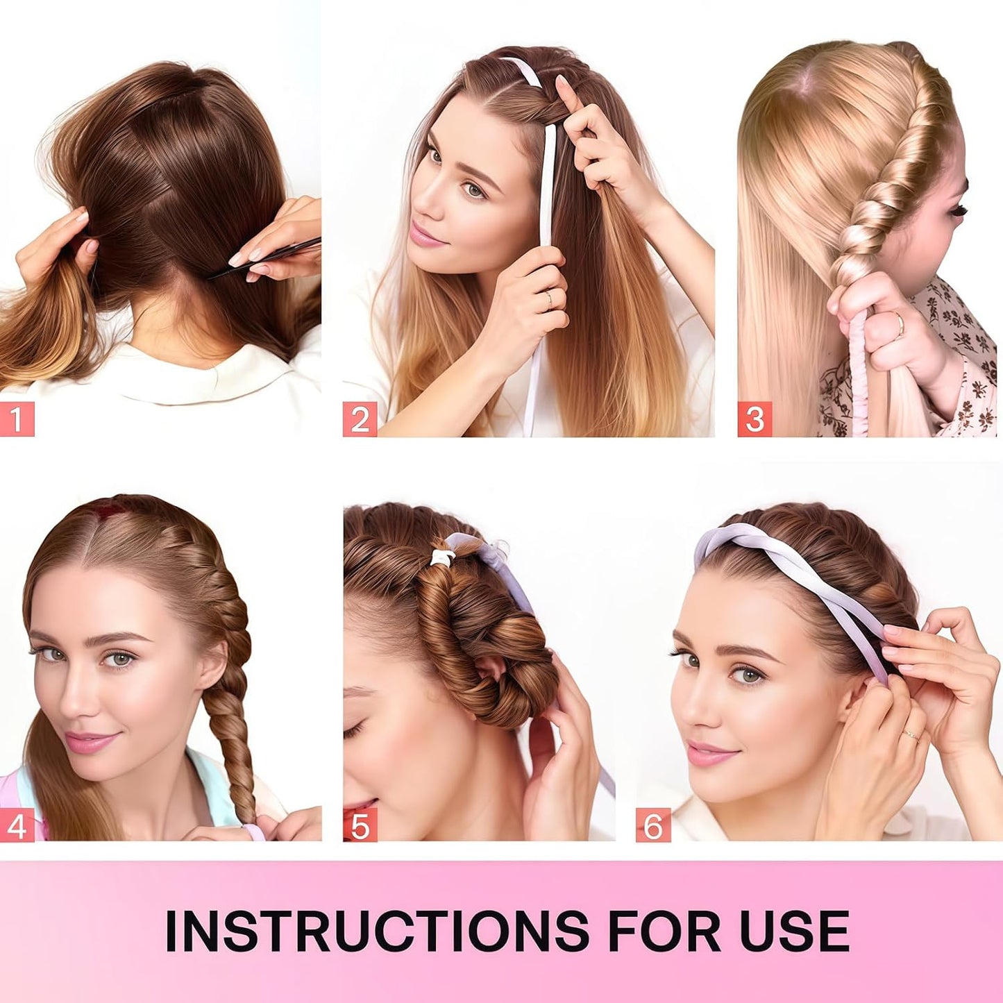 No Heat Overnight Curling Headband - Heatless Curlers for Long & Short Hair | Black
