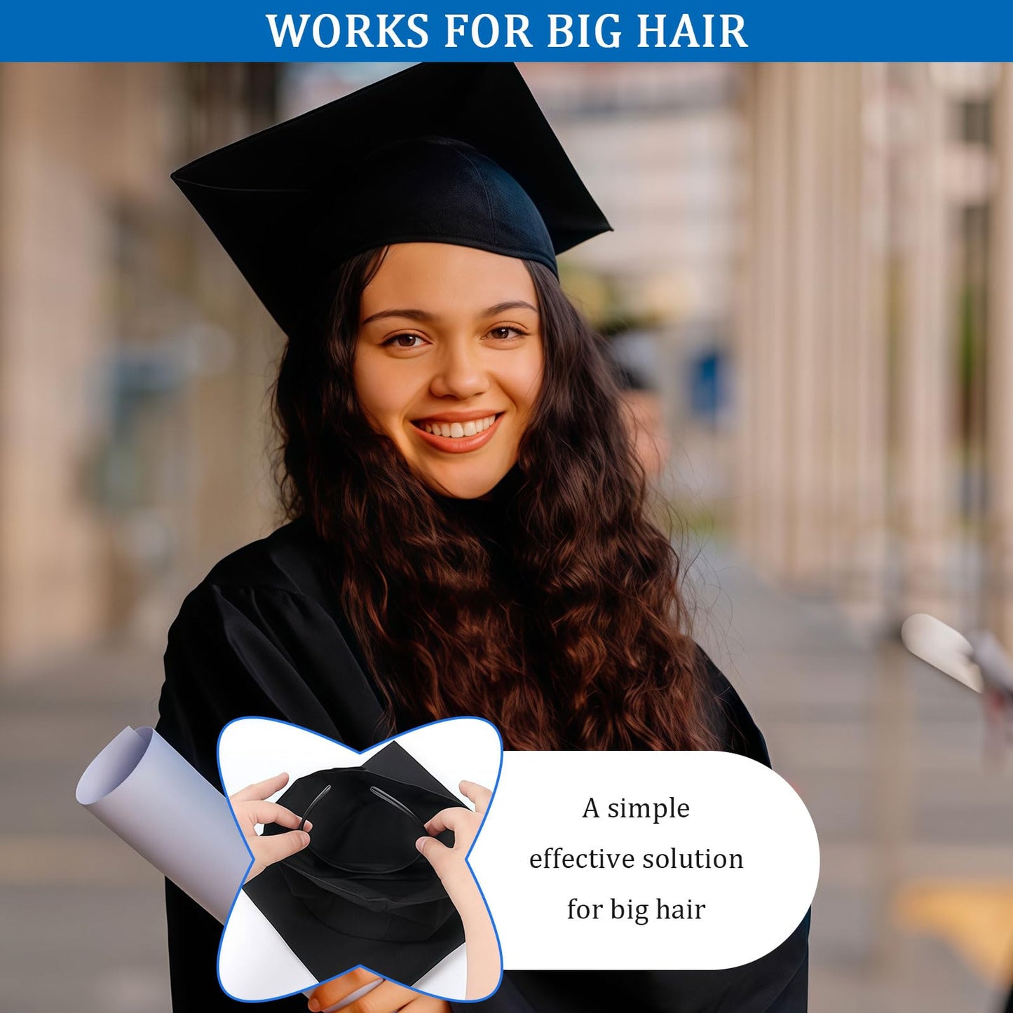 HIFANMM 1 Pack Graduation Cap Headband, Secures Your Grad Cap and Hair Style, Upgrade Grad Hat Headband, Graduation Supplies Non Slip Head Band