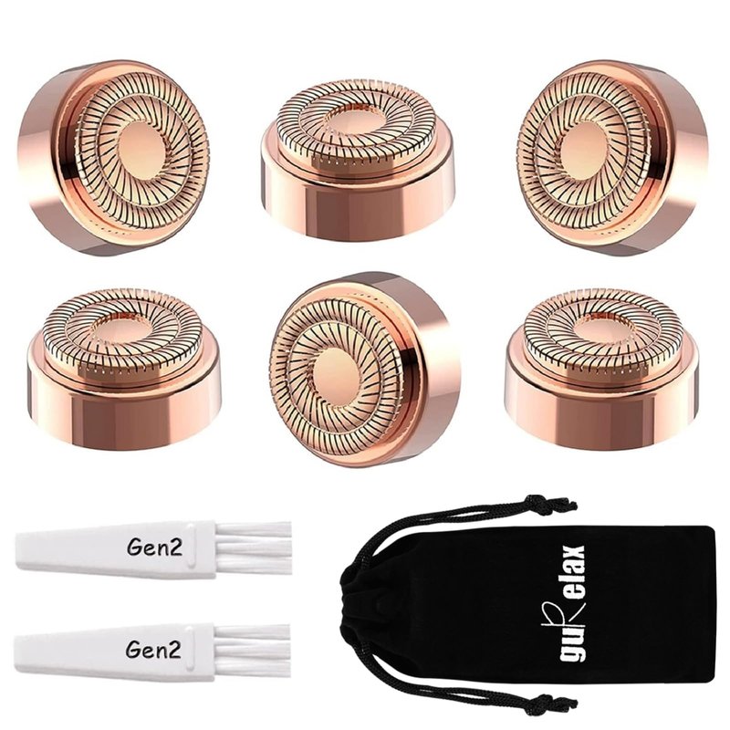 Replacement Heads for Finishing Touch Flawless Gen2, Replacement Blades for Facial Hair Remover Device for Women, 18k Gold Replacement Heads with Flannel Bag(Just fit for Gen2 Device)