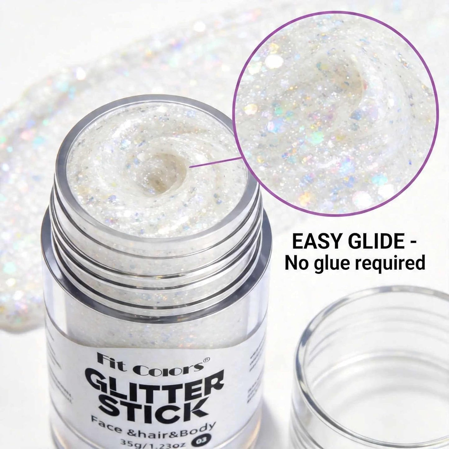 Glitter Stick - Red White Blue Sparkling Hair & Face Glitter Gel | Chunky Sequins for Concerts, Raves, Halloween & Festivals