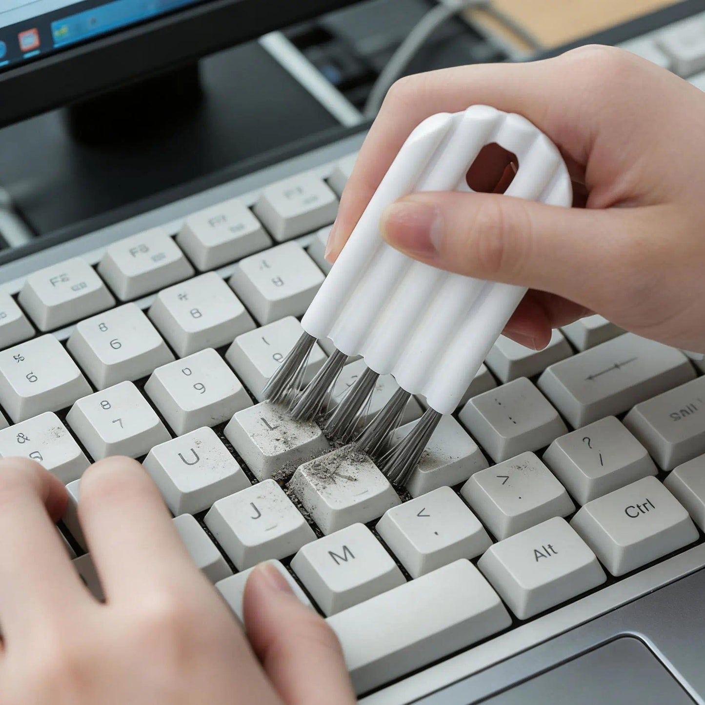 2PCS Flexible Gap Brush Multi-Use Crevice Cleaning Tool Keyboard, Dishwasher Air Gap Cleaning Tool for Cup Lids, Bottle Cap Grooves, Cushion Combs & Tight Spaces, White